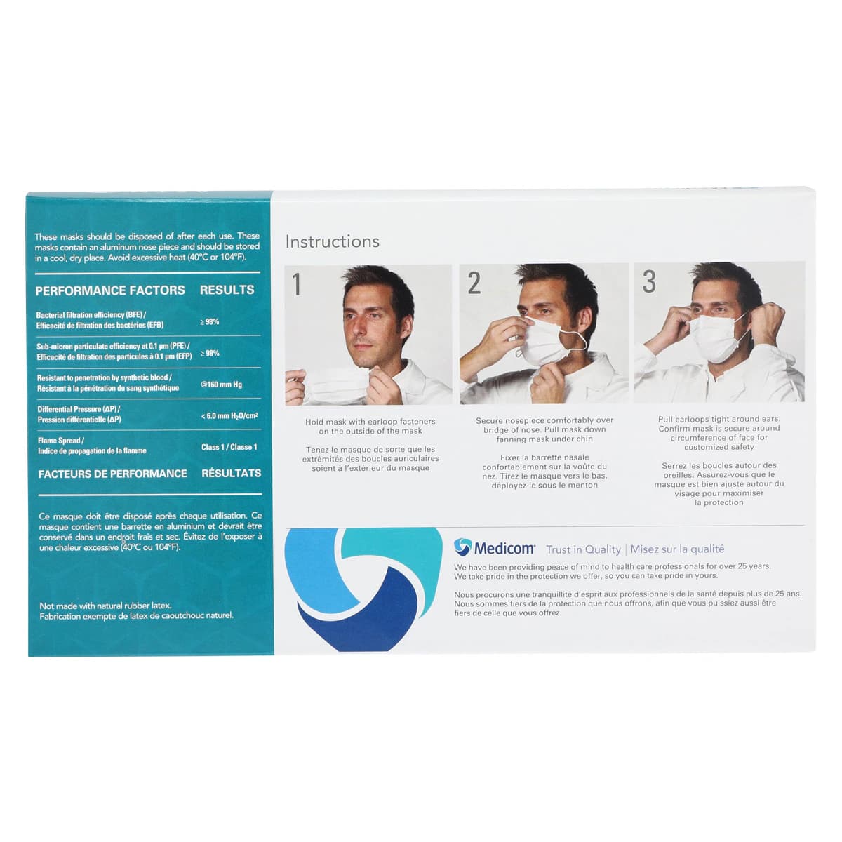SafeMask Premier Elite Procedure Earloop Face Mask, ASTM Level 3, Teal, One Size Fits Most, 50/Box, 2043 thumbnail 7