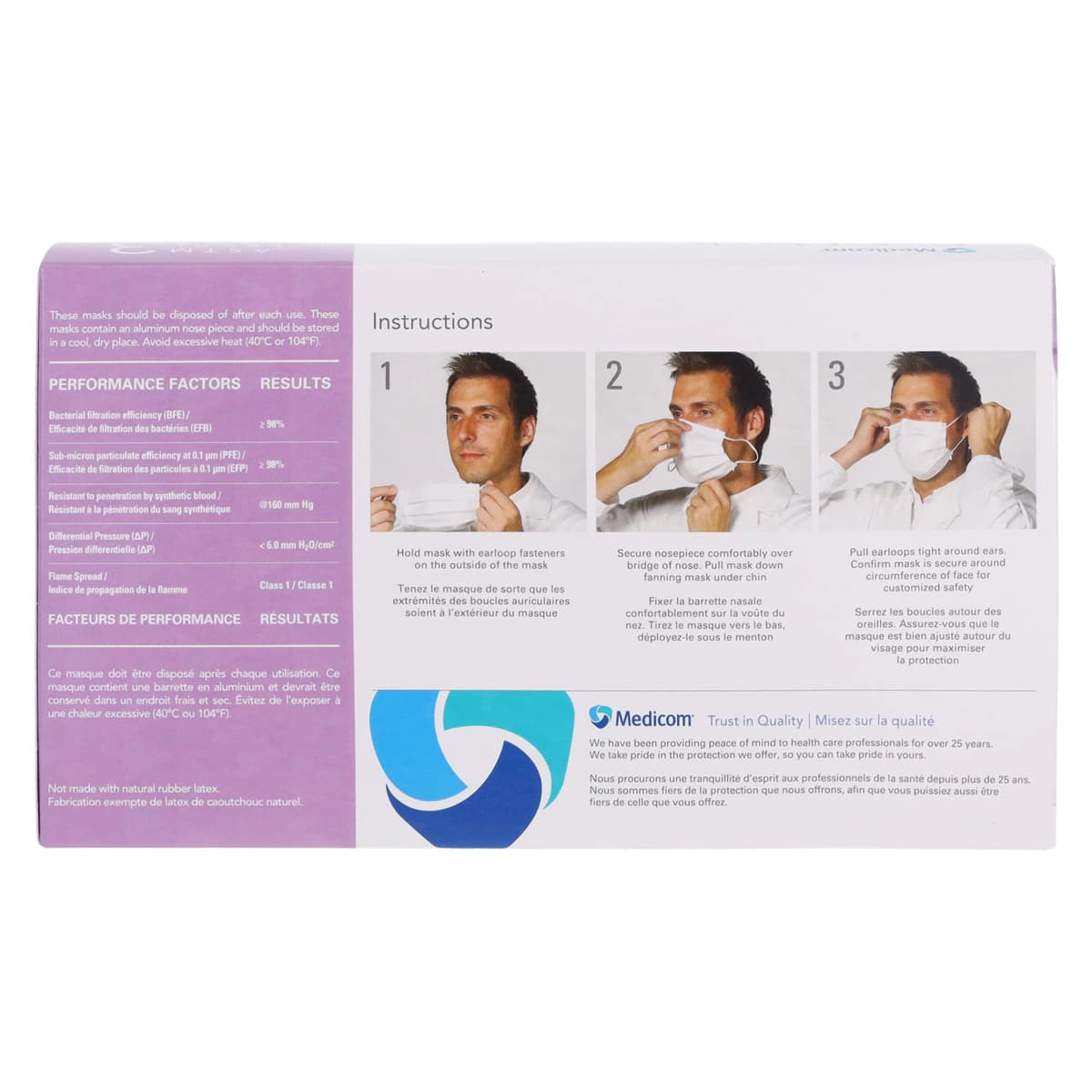 SafeMask Premier Elite Procedure Face Mask, ASTM Level 3, Earloop, Lavender, 50/Box, 2044 thumbnail 6
