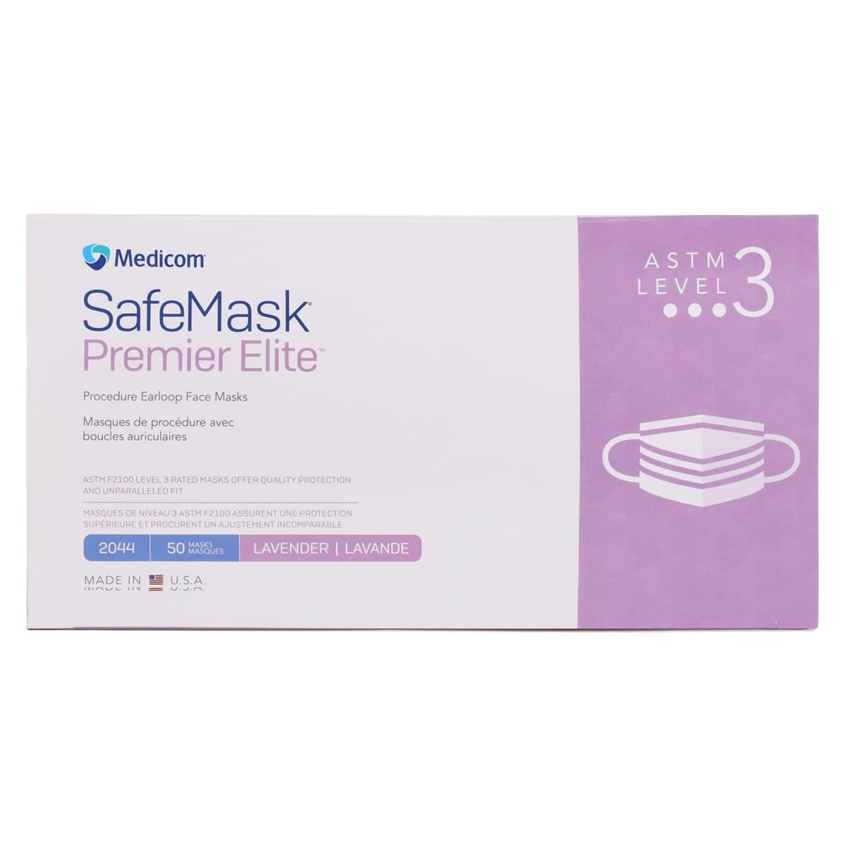 SafeMask Premier Elite Procedure Face Mask, ASTM Level 3, Earloop, Lavender, 50/Box, 2044 thumbnail 9