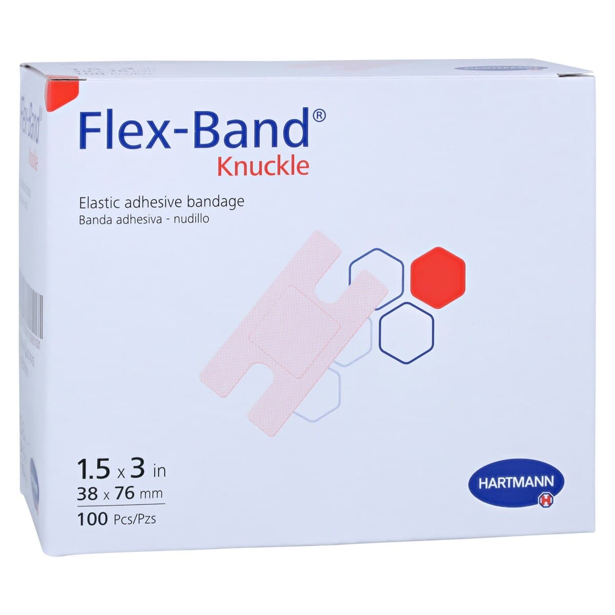 Hartmann Flex-Band Adhesive Bandage, Fabric, Knuckle, 1.5" x 3", Flesh, Sterile, 100/Box thumbnail 2