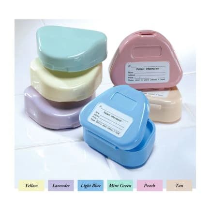 Plasdent Standard Retainer Box, Assorted Pastel Colors, Hinged Lid, 3"W x 2-1/2"L x 1"H, 12/Pk - Plasdent Standard Retainer Box - Assorted Pastel Colors 12/Pk. Plastic - Image 1