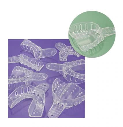 Excellent Crystal Impression Trays, Perforated, #3 Medium Upper Arch, Clear, 12/Pk, ITC-MU - Excellent Crystal Impression Trays - Perforated, # 3 Medium Upper Arch, 12/Pk, ITC-MU - Image 1