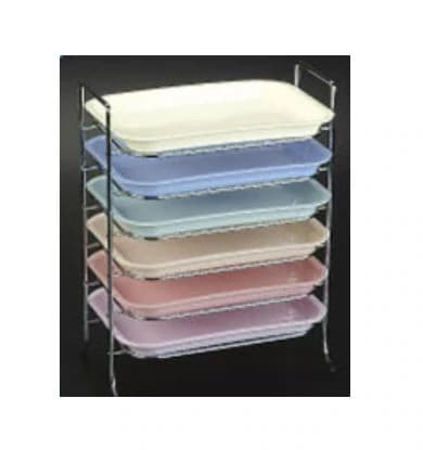 Metal Tray Rack, Chrome, Size F Mini, Capacity 6 Trays, 10"W x 6.25"D x 13"H, Plasdent - Metal Tray Racks - Chrome - Size F Mini - Capacity: 6 - Image 1