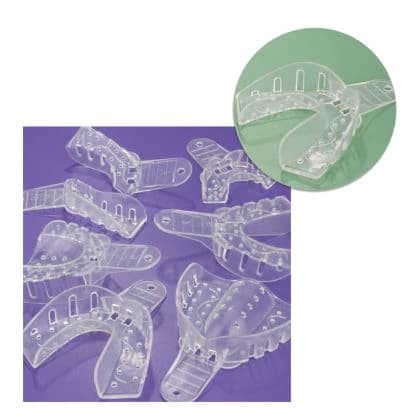 Plasdent Excellent Crystal Impression Trays, X-Large Lower, Clear, Perforated, #X2, 12/Pk - Impression Tray, Extra-Large Lower, X2, Crystal Clear, 12/Pk, ITC-XLL - Image 1