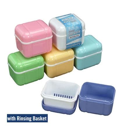 Plasdent Denture Care Bath with Rinsing Basket, Acre Sky Blue, 12/Box, DCH2000-2D - Plasdent - Denture Care Bath Acre Sky, 12Pcs/Box, DCH2000-2D - Image 1