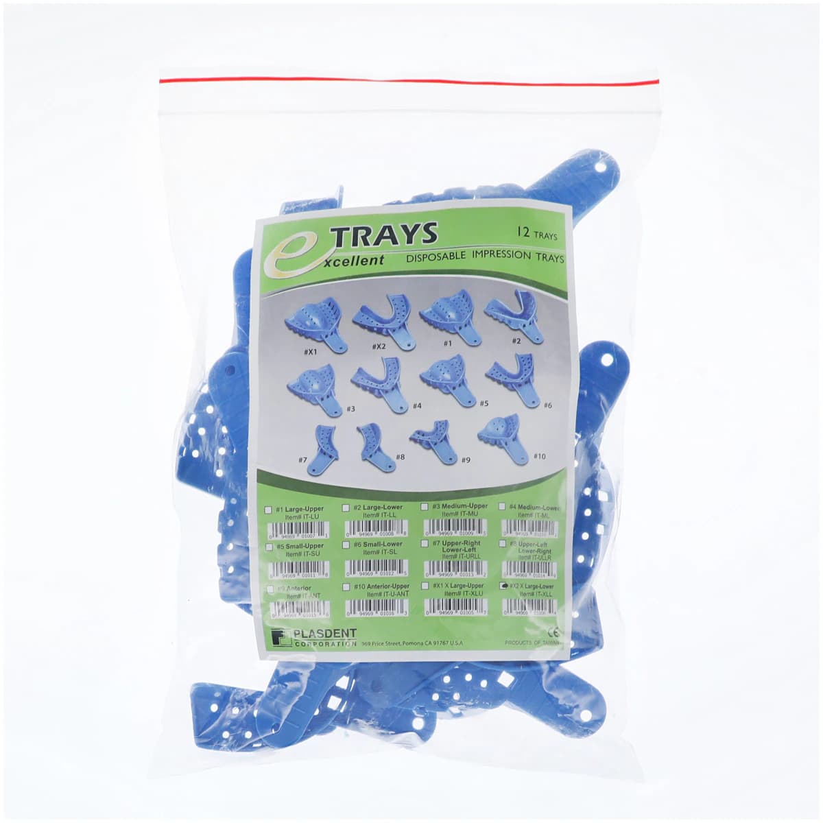 Plasdent Excellent Disposable Impression Trays, #X2 X-Large Lower, Royal Blue, 12/Bag, IT-XLL thumbnail 2