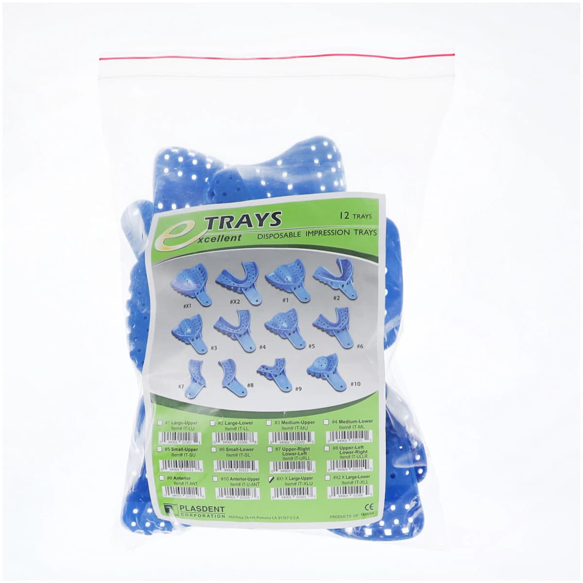 Plasdent Excellent Disposable Impression Trays, #X1 X-Large Upper, Royal Blue, 12/Bag, IT-XLU thumbnail 2