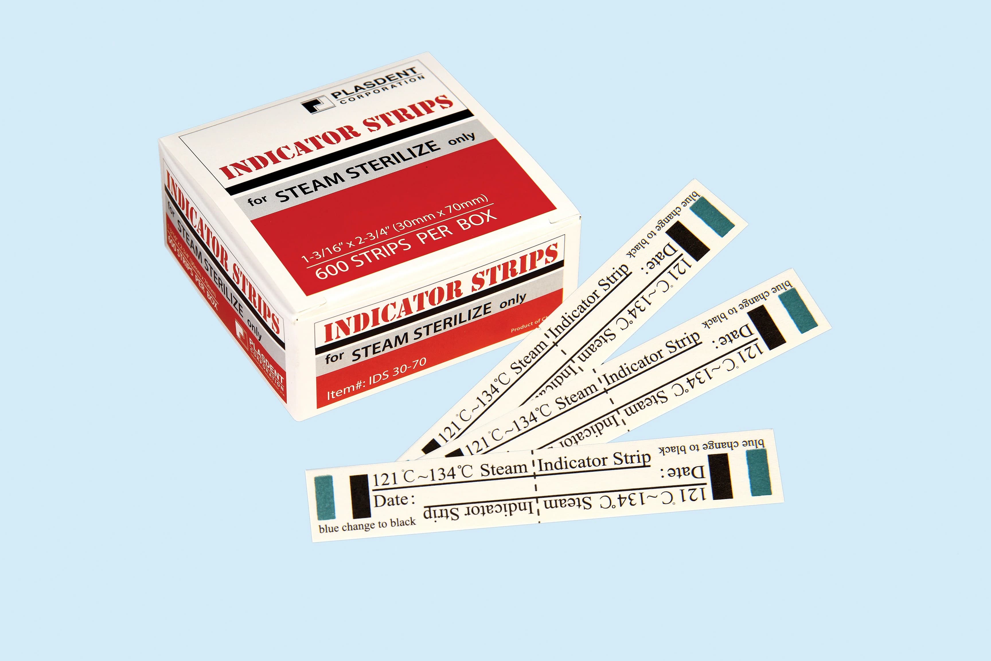 Plasdent Steam Sterilization Indicator Strips, Type 4, 1-3/16" x 2-3/4", 600/Box, IDS30-70 - Plasdent - Indicator Strips (600Pcs/Bx) 1-3/16"X2-3/4", Steam, IDS30-70 - Image 1