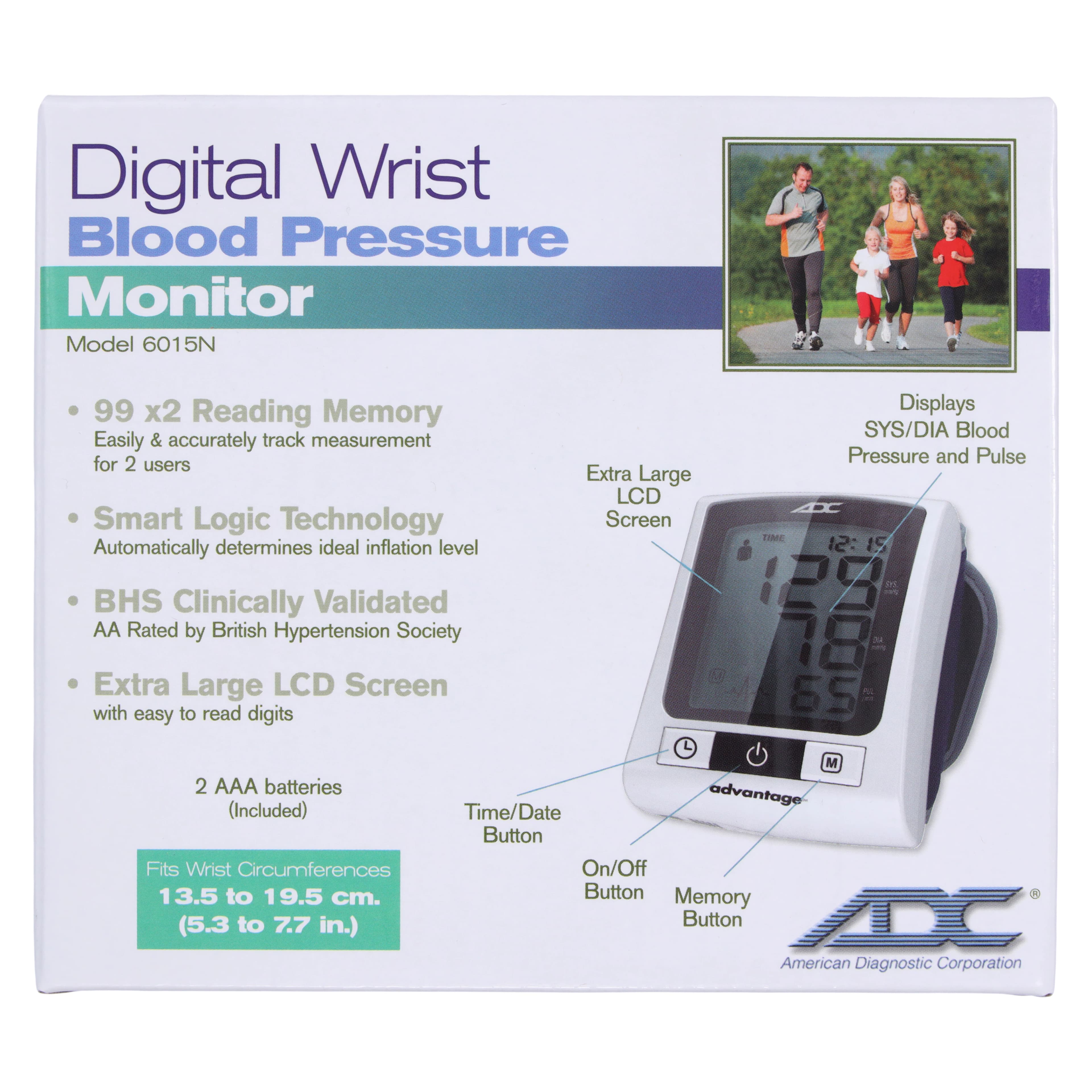 Advantage 6015N Digital Wrist Blood Pressure Monitor, Navy Blue, Latex-Free Cuff, 6015N thumbnail 9