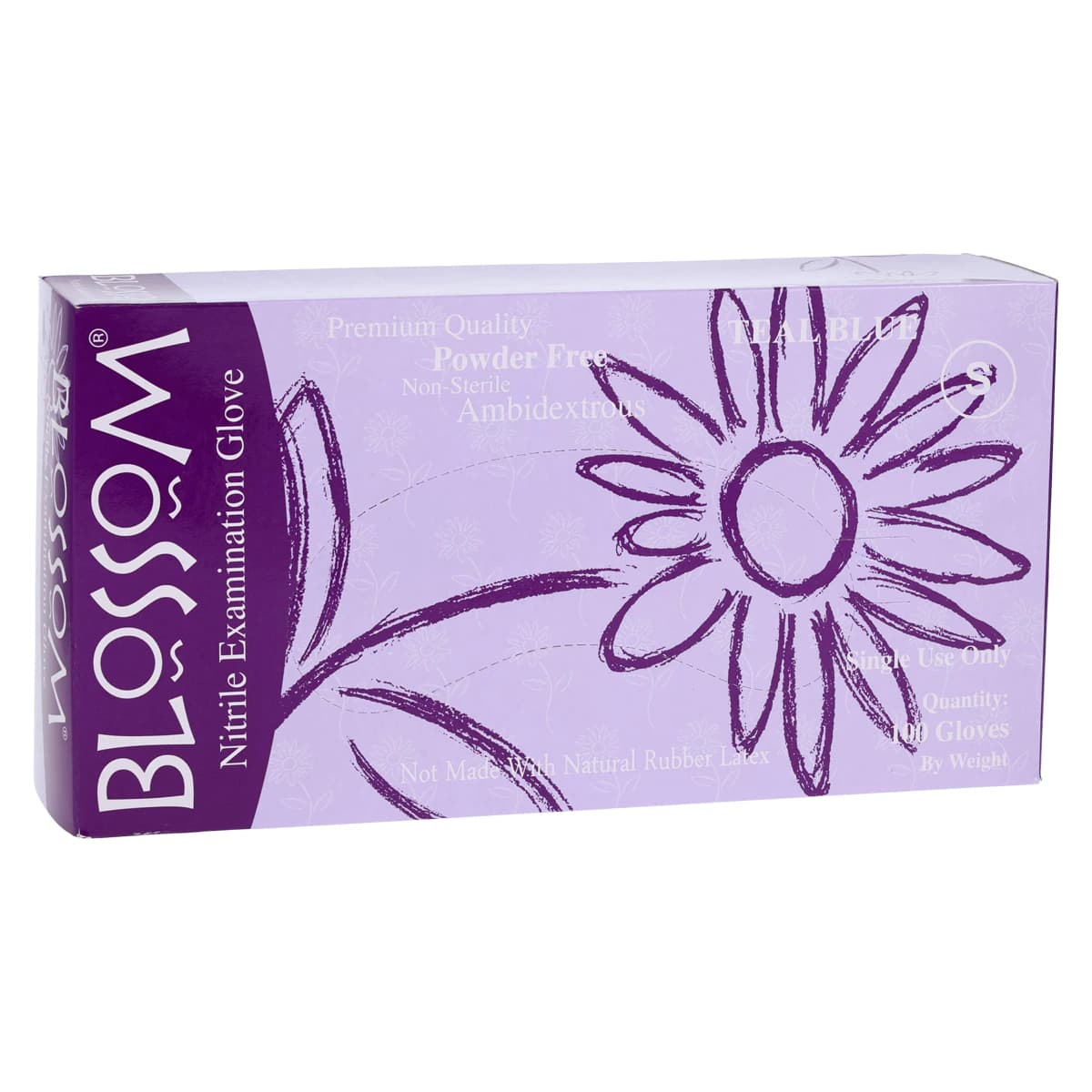 Blossom Nitrile Exam Gloves, Powder Free, Non-Sterile, Small, Teal, 100/Box, BM 45226-N-PF thumbnail 4