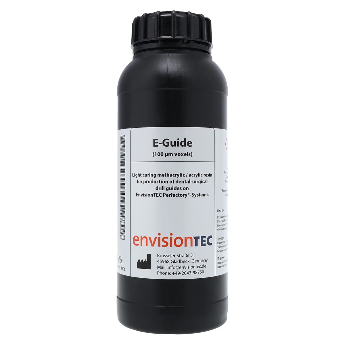 E-Guide 2.0 3D Print Resin, Transparent, 1 kg Bottle - E-Guide - Image 1