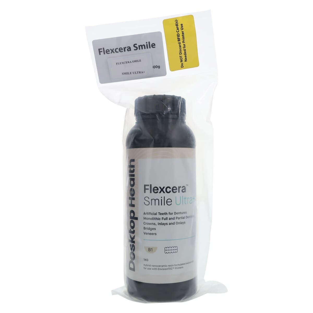 Flexcera™ Smile Ultra + B1 Hybrid Nanoceramic 3D Printer Resin, 1 kg Bottle - Flexcera™ Smile Ultra + B1 - Image 1