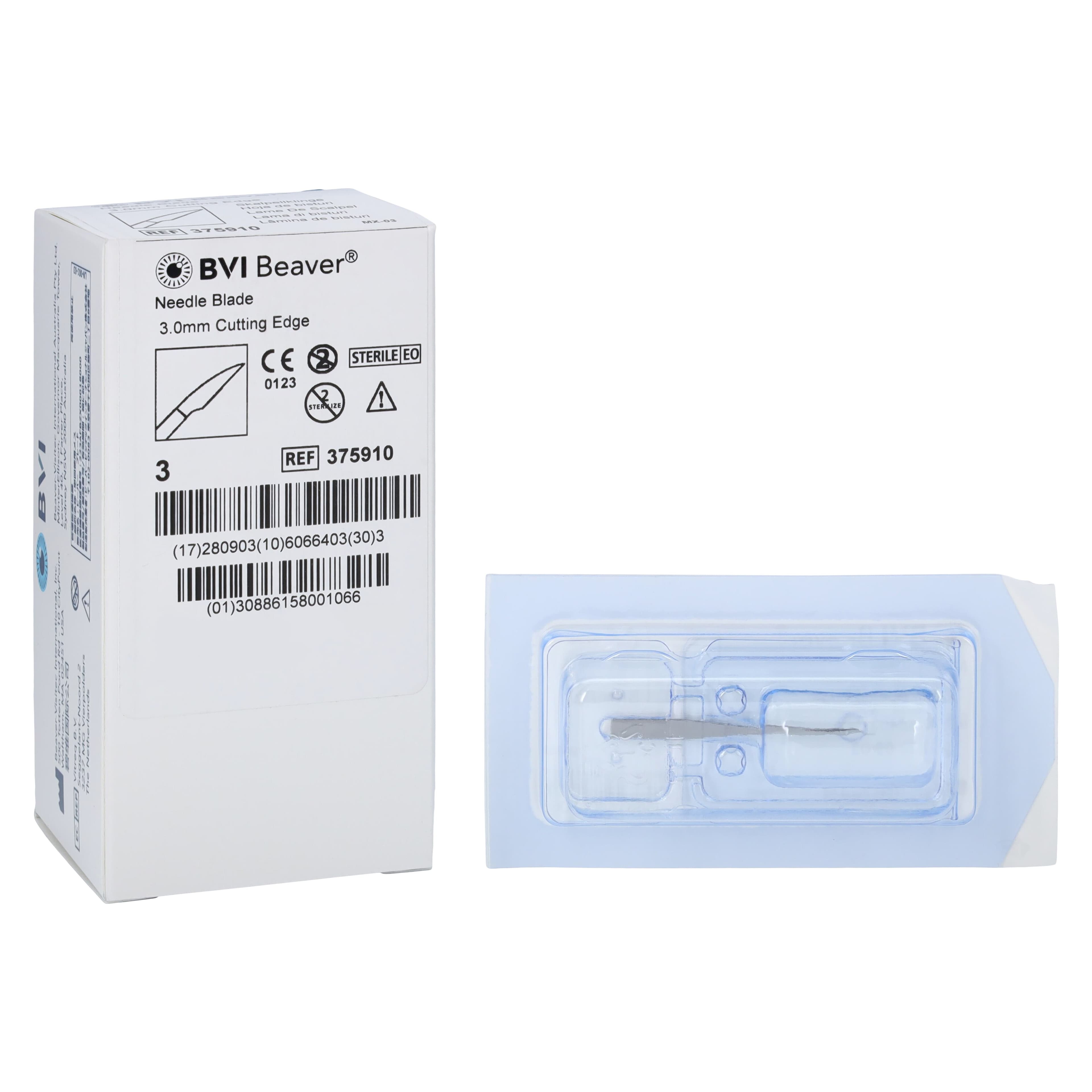 Beaver-Visitec Eye Blade, Stainless Steel, Sterile, Disposable, 3/Case - Eye Blade Sterile - Image 1