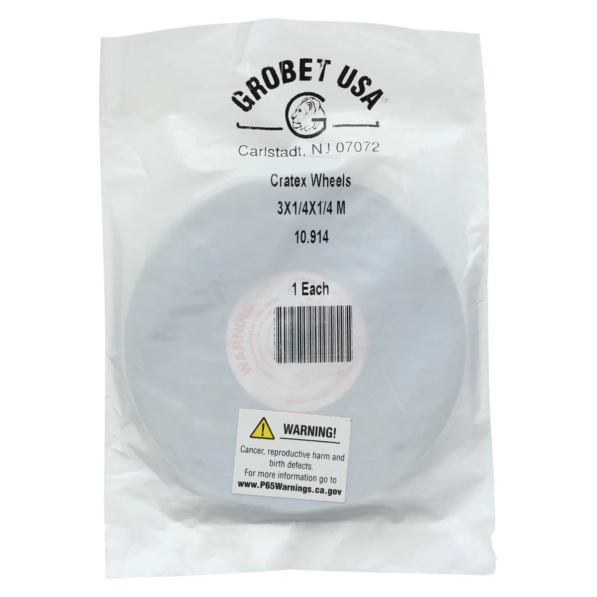 Grobet #304 Medium Cratex Wheel, 3" x 1/4", Medium Grit, 1/4" Arbor Hole thumbnail 4