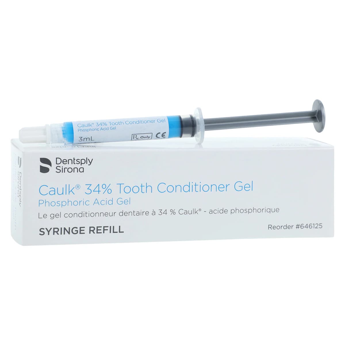 Caulk 34% Tooth Conditioner Gel, Phosphoric Acid Etching Gel, 3 ml Syringe Kit, Blue, 2/Pk, 646125 thumbnail 2