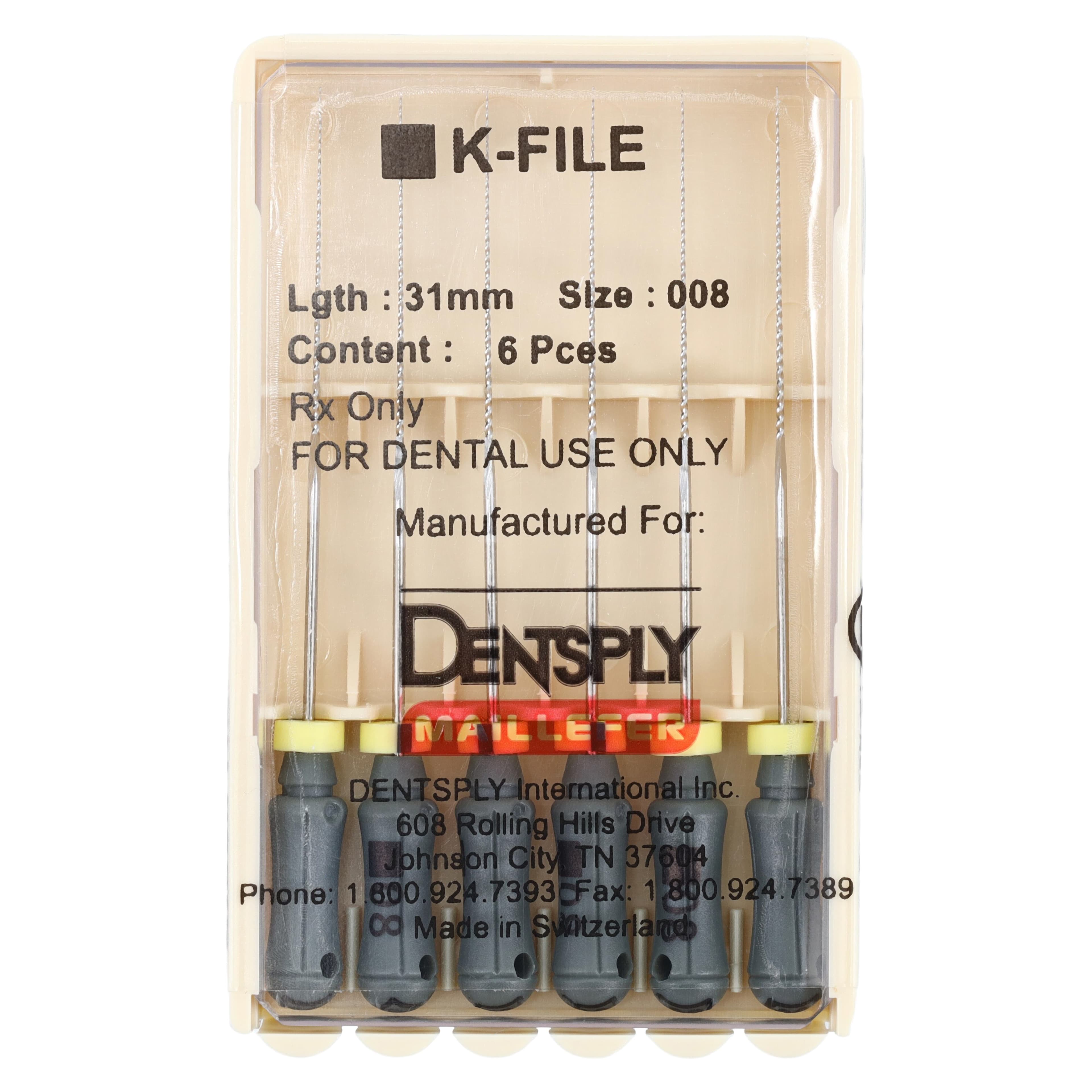 Dentsply Maillefer K-File #08 (Gray), 31mm, Stainless Steel, Pack of 6, #671160 thumbnail 4
