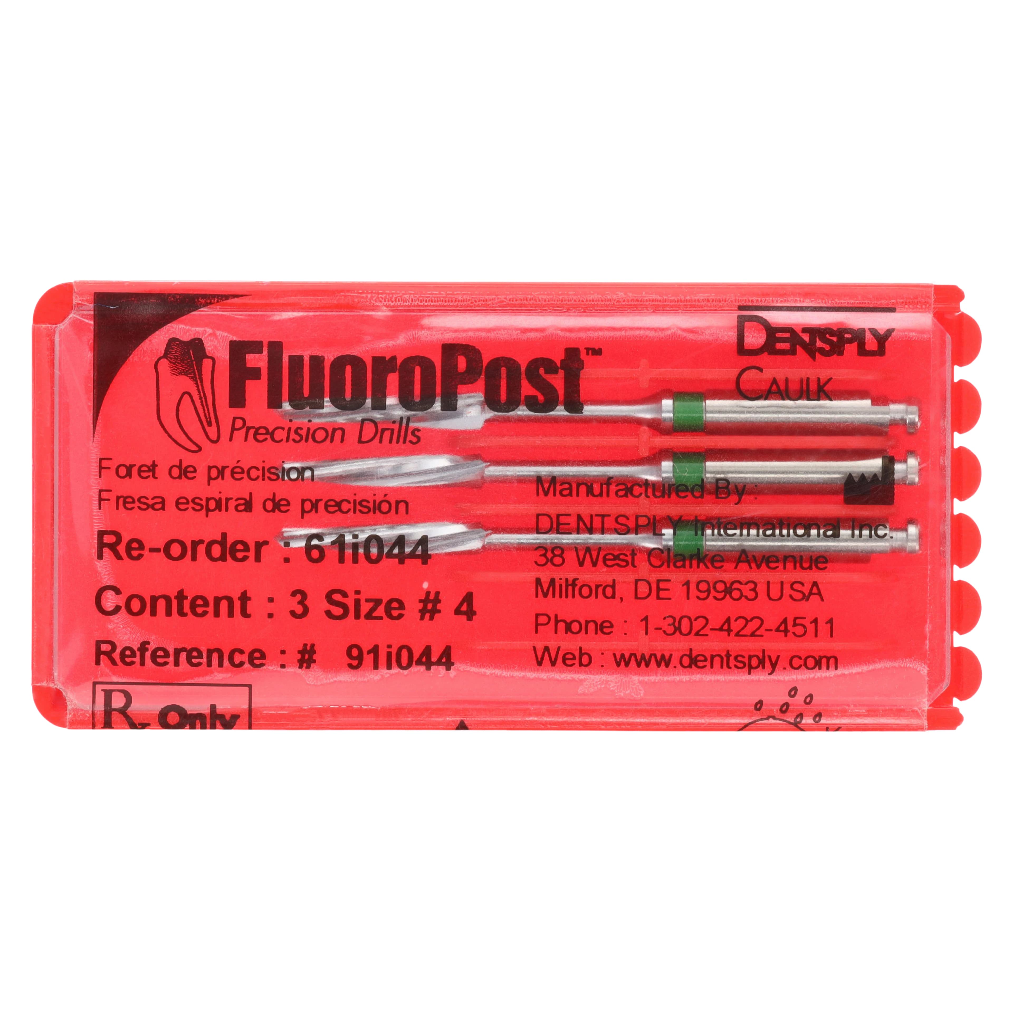FluoroPost Precision Drill Refill, Size 4, Green, 3/Pkg, 61I044 - #4 FluoroPost Green Endodontic Fiber Precision Drill Pack of 3 - Image 1