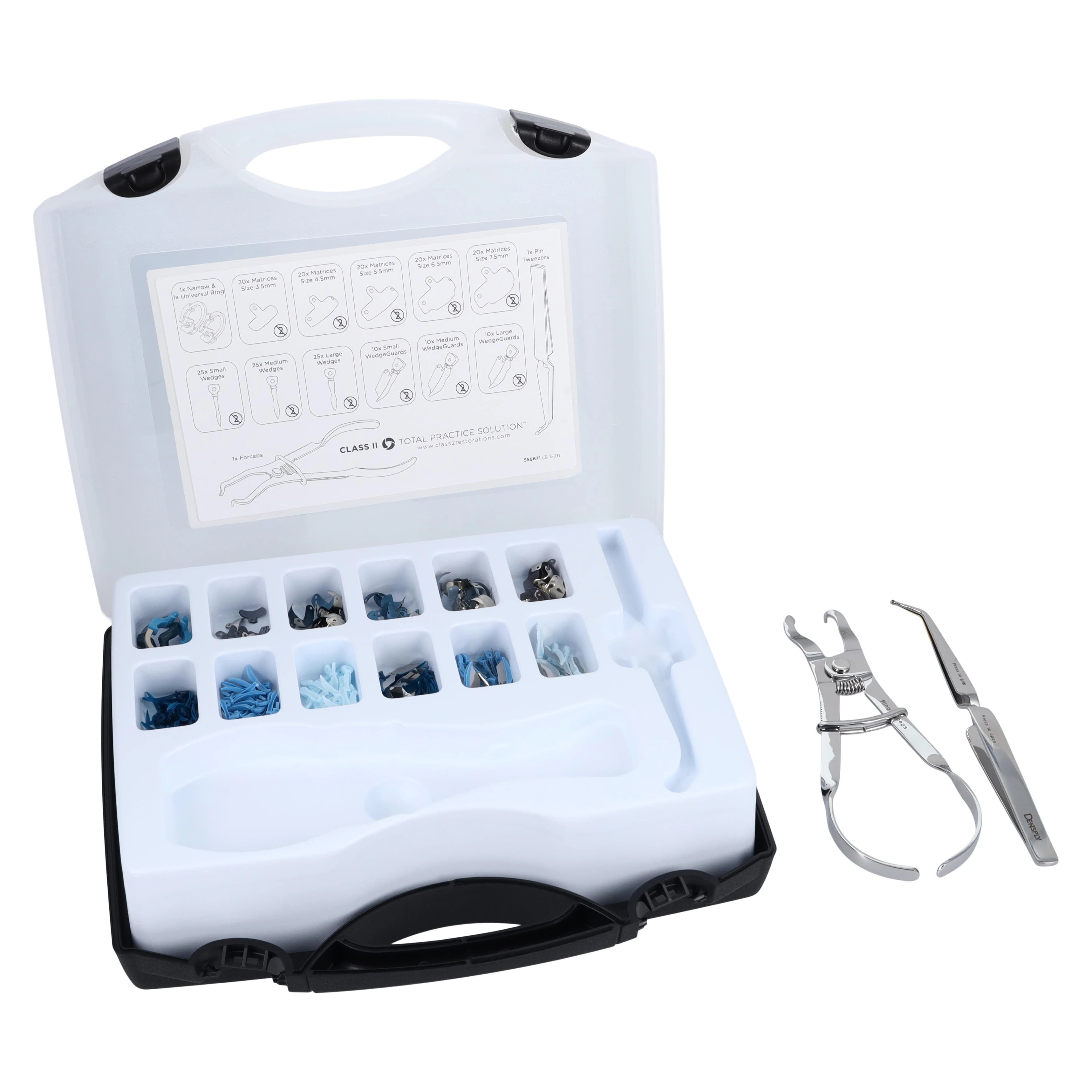 Palodent Plus EZ Coat Sectional Matrix System Introductory Kit, 100 Matrices, 75 Wedges, 30 WedgeGuards, 2 Rings, Forceps & Pin Tweezers, 659670 - Palodent Plus Intro Kit with EZ Coat Matrices 659670 - Image 1
