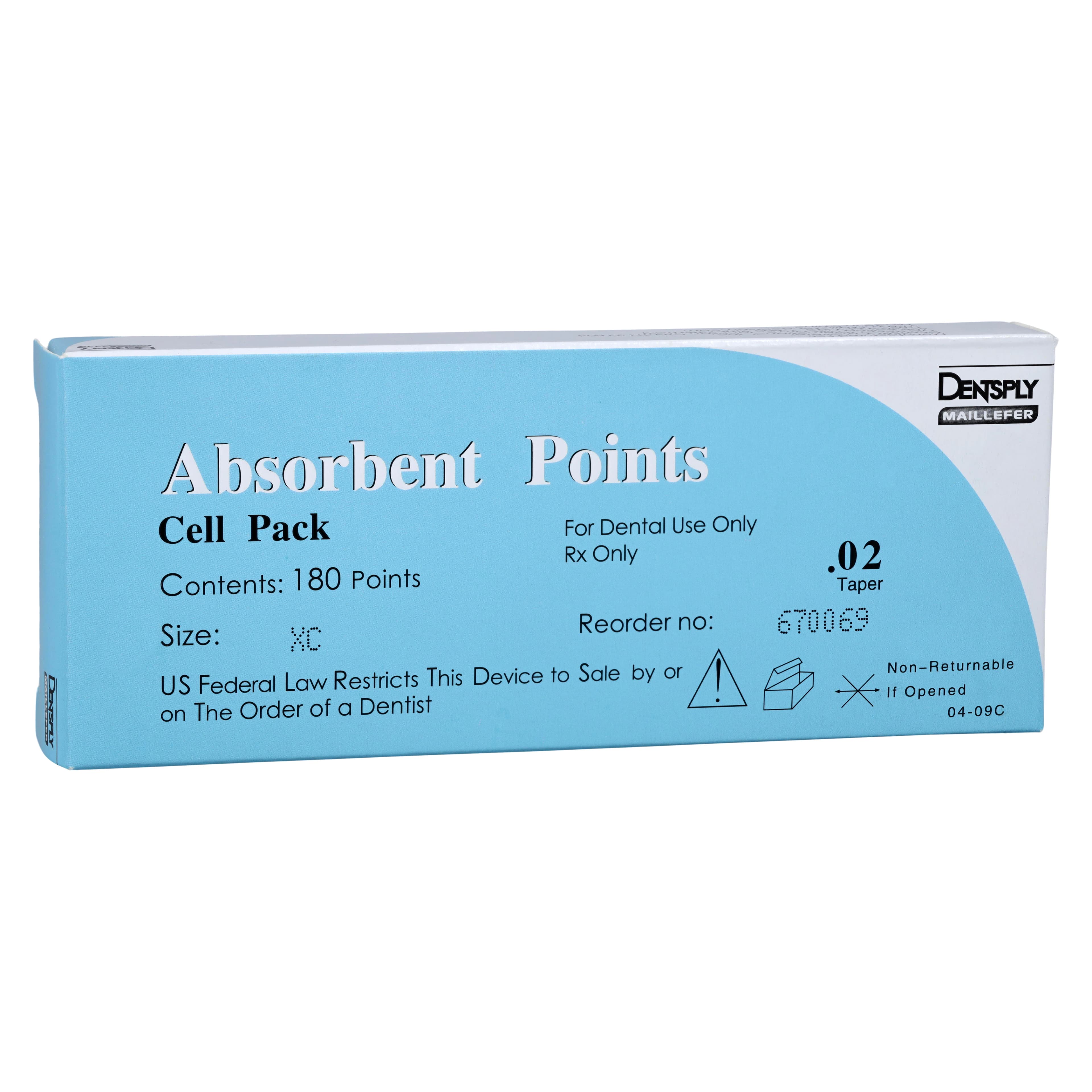 Dentsply Sirona Maillefer Absorbent Paper Points, X-Coarse, .02 Taper, Sterile Cell Pack, 180/Box, 670069 - Paper Points Cell Pack 180/PK Xcoarse - Image 1
