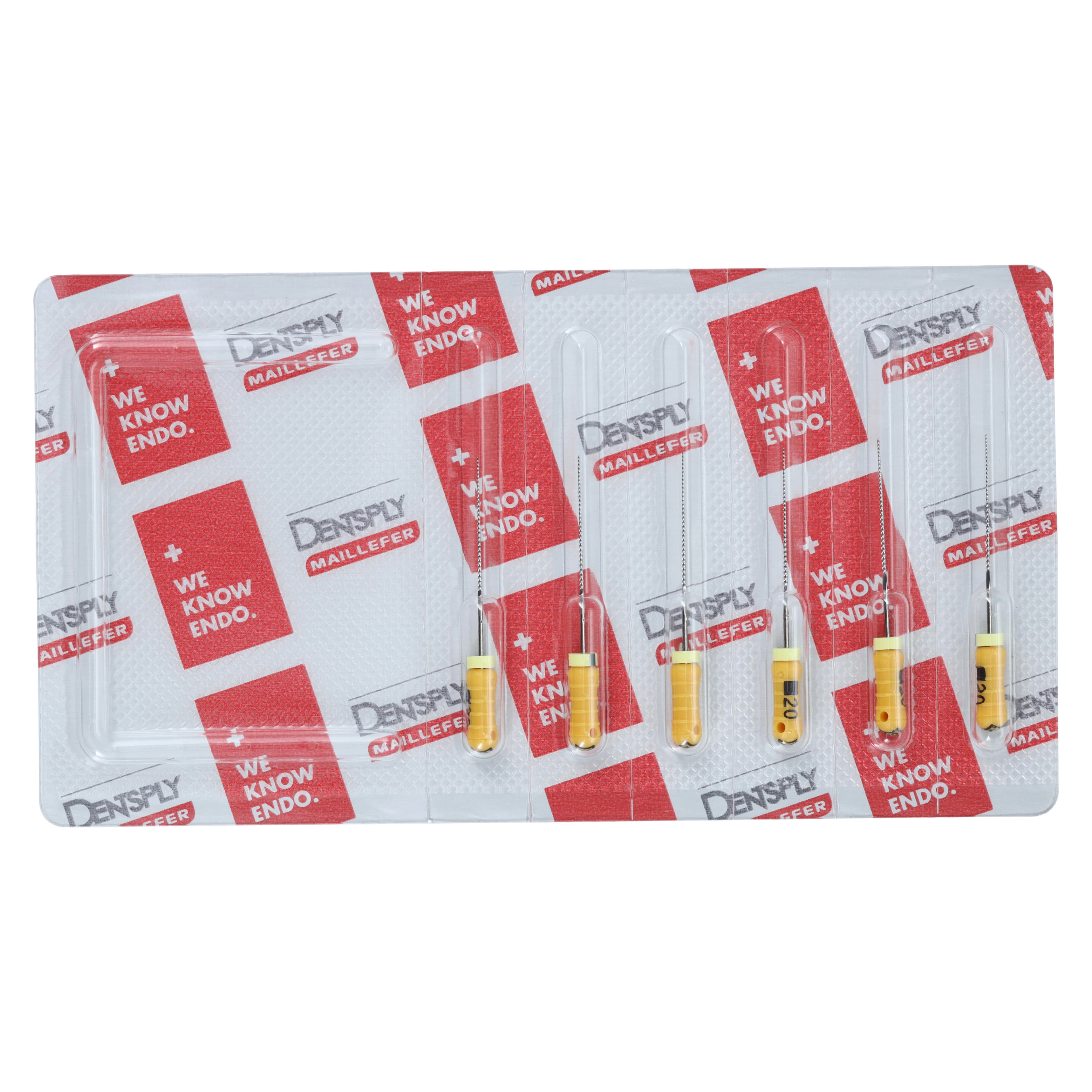 Dentsply Sirona Maillefer READYSTEEL K-File, Size #20 (Yellow), 25mm, Sterile, Stainless Steel, 6/Pack, 6842025 - #20 Yellow READYSTEEL K-File 25mm Pack of 6 - Image 1
