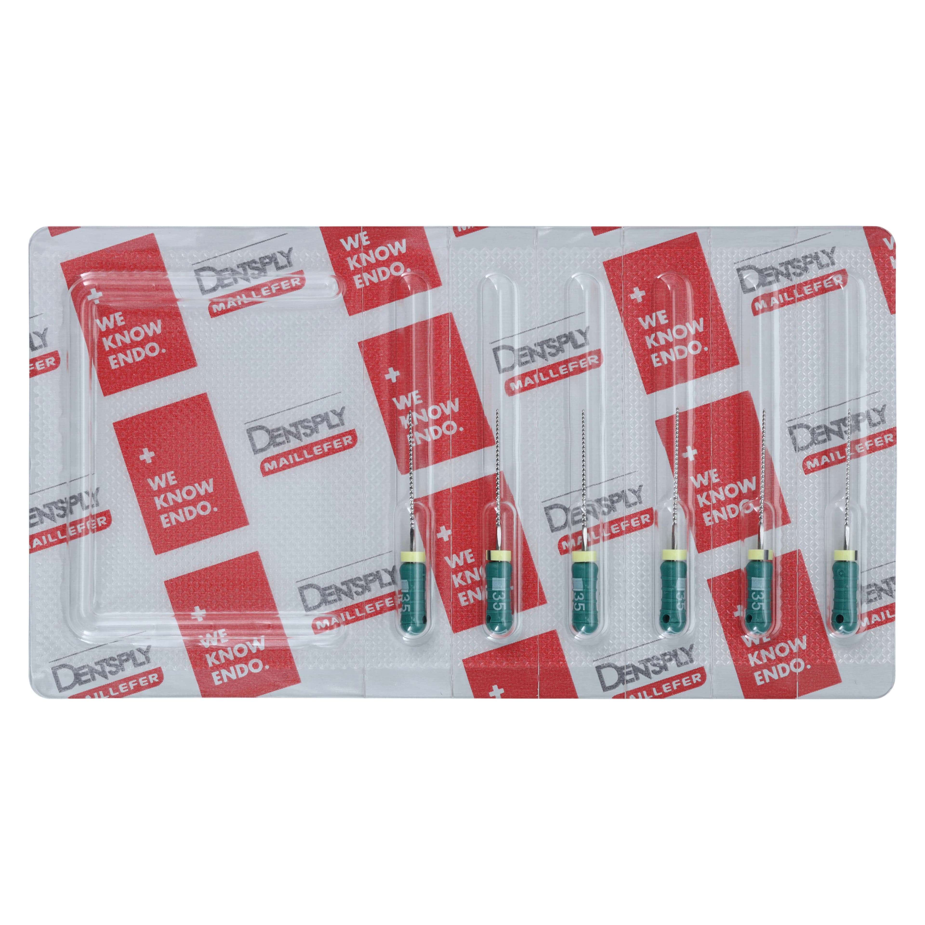 Dentsply Sirona Maillefer READYSTEEL K-File, #35, 21mm, Green, Sterile, 6/Pack, 6843521 - #35 Green READYSTEEL K-File 21mm Pack of 6 - Image 1