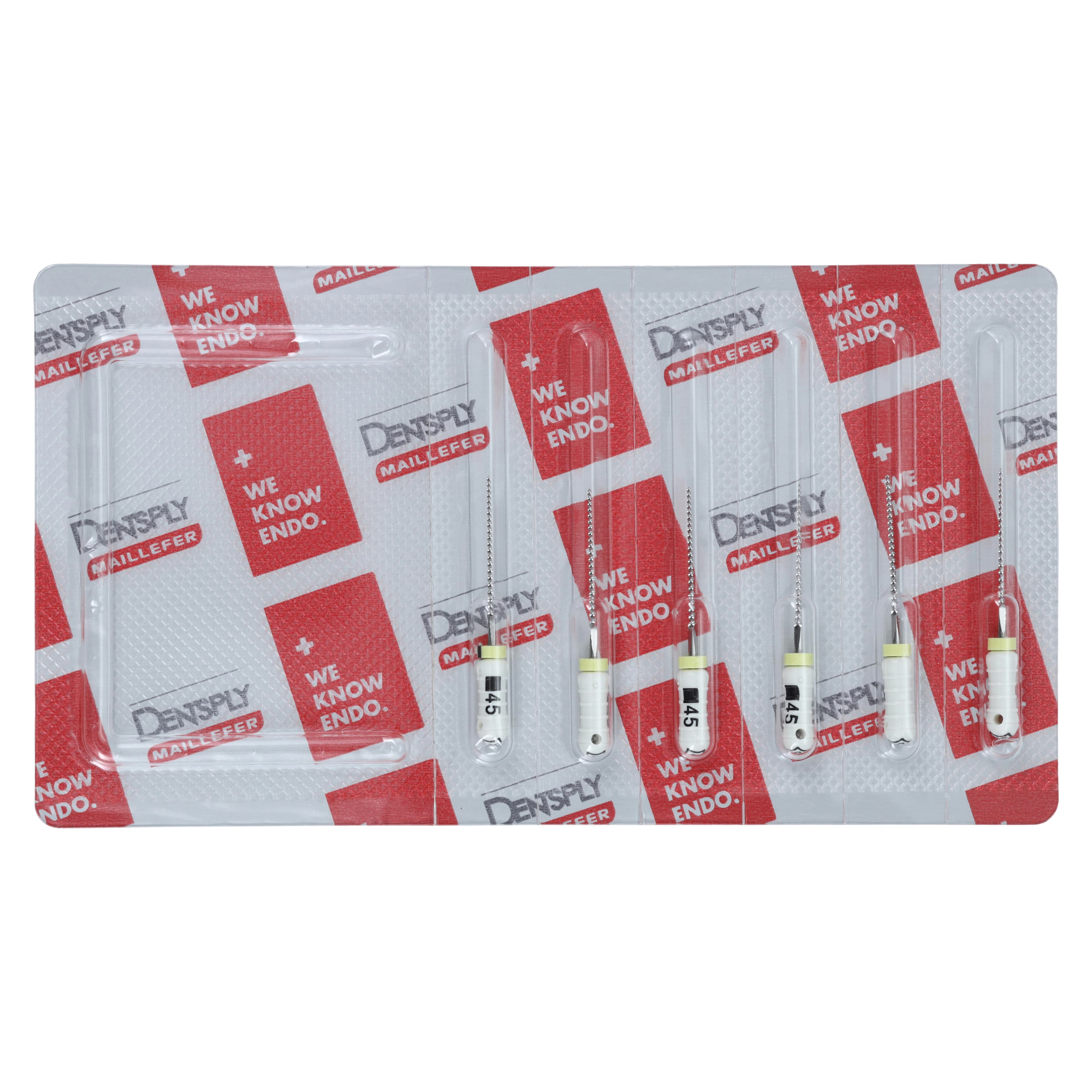 Dentsply Maillefer READYSTEEL K-File, #45 White, 21mm, Sterile, Stainless Steel, 6/Pack, 6844521 - #45 White READYSTEEL K-File 21mm Pack of 6 - Image 1