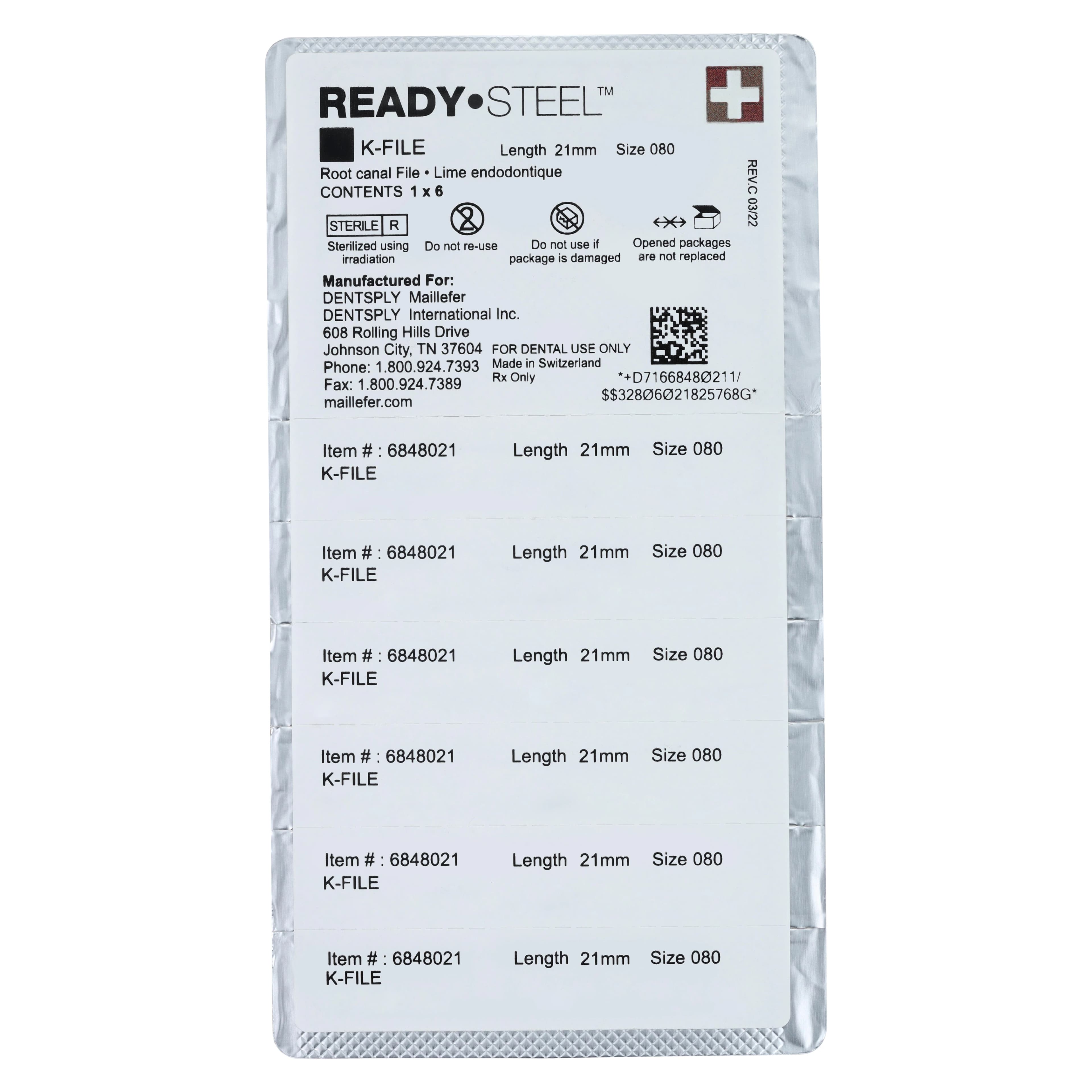 Dentsply Maillefer READYSTEEL K-File, #80, 21mm, Black, Sterile, 6/Pack, 6848021 thumbnail 2