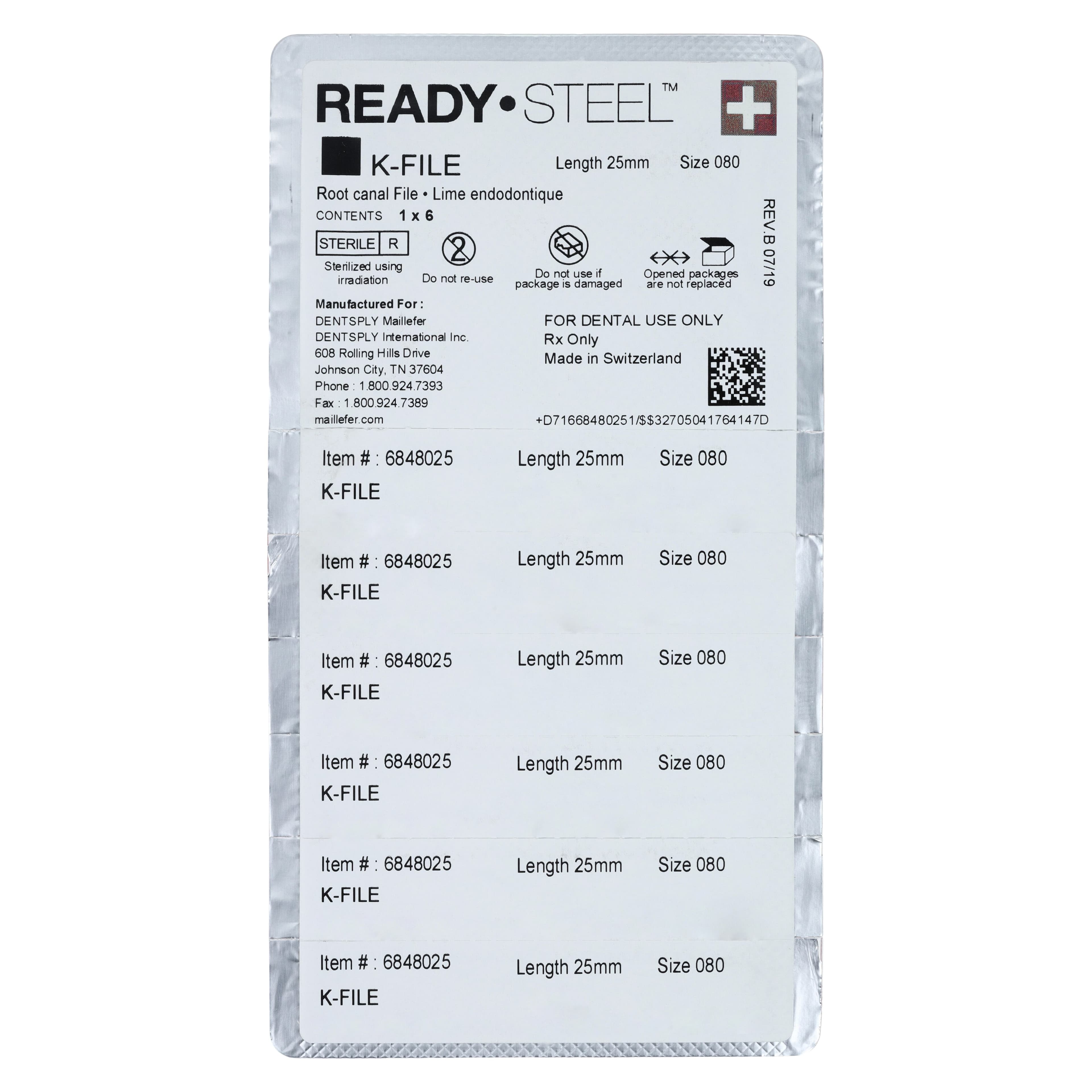 Dentsply Maillefer READYSTEEL K-File, #80 (Black), 25mm, Sterile, 6/Pack, 6848025 thumbnail 2