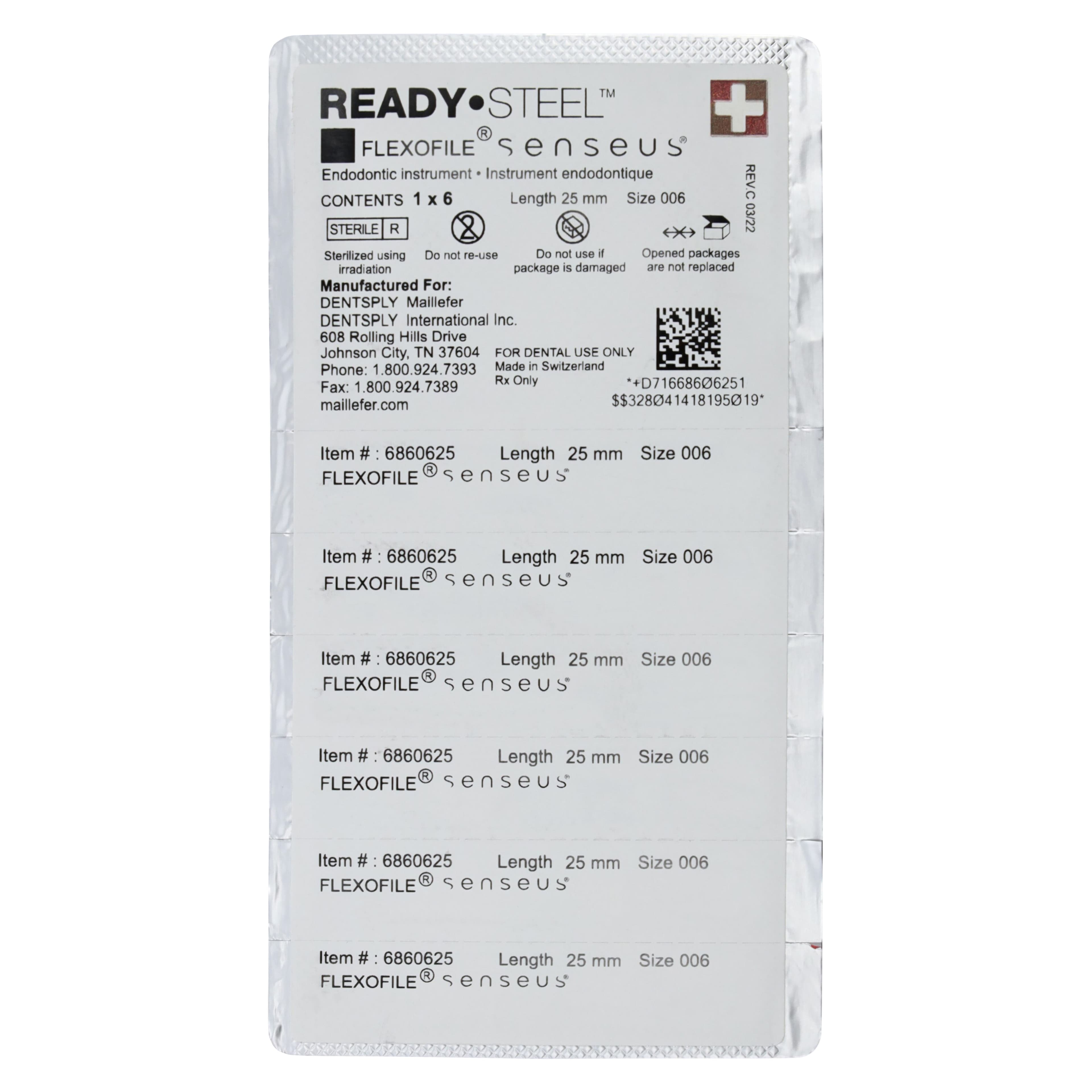 Dentsply Maillefer READYSTEEL Senseus FlexoFile, Size #06, 25 mm, Pink, Sterile, 6/Pk, 6860625 thumbnail 2