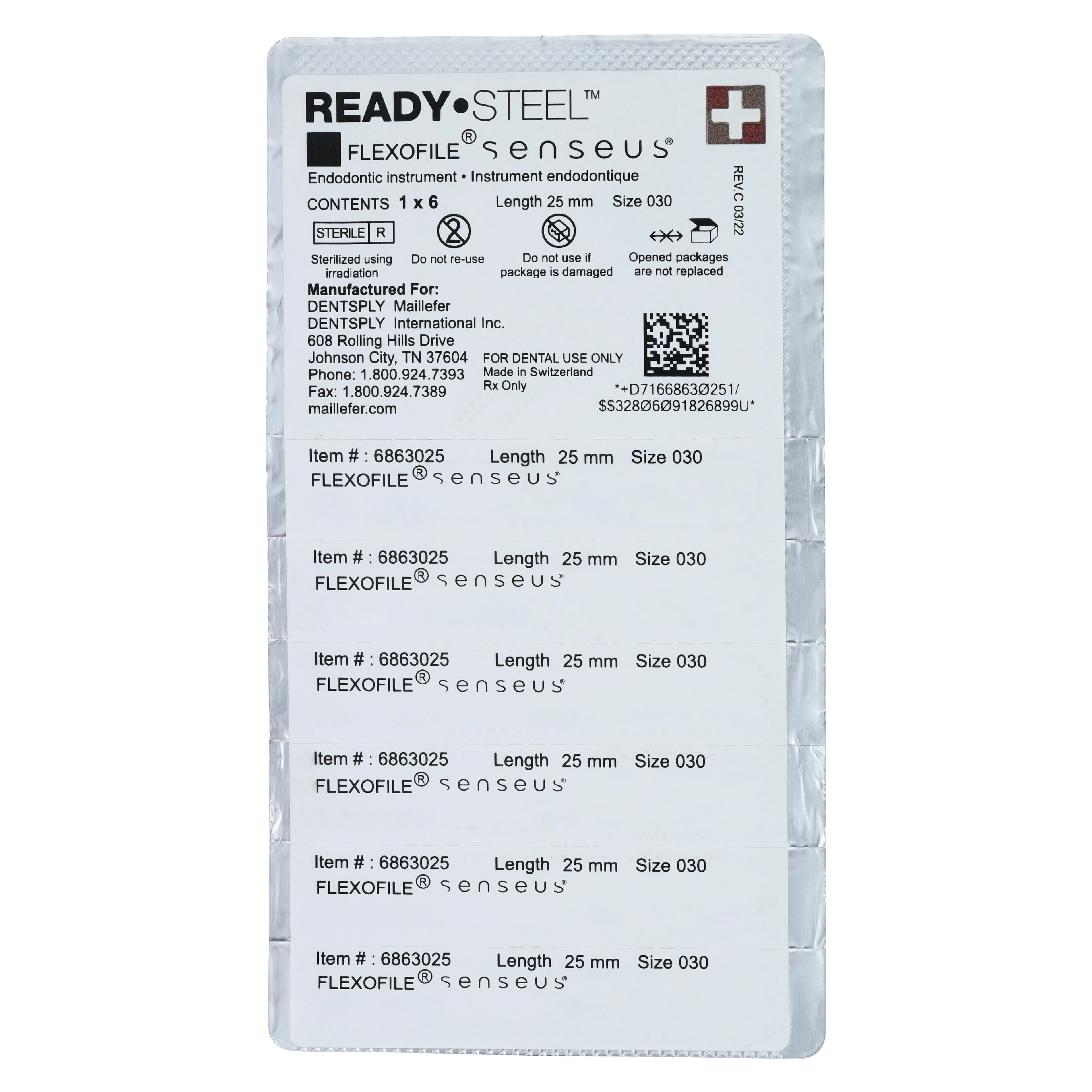Dentsply Maillefer READYSTEEL Senseus FlexoFile #30, 25mm, Blue, Sterile, 6/Pk (6863025) thumbnail 2