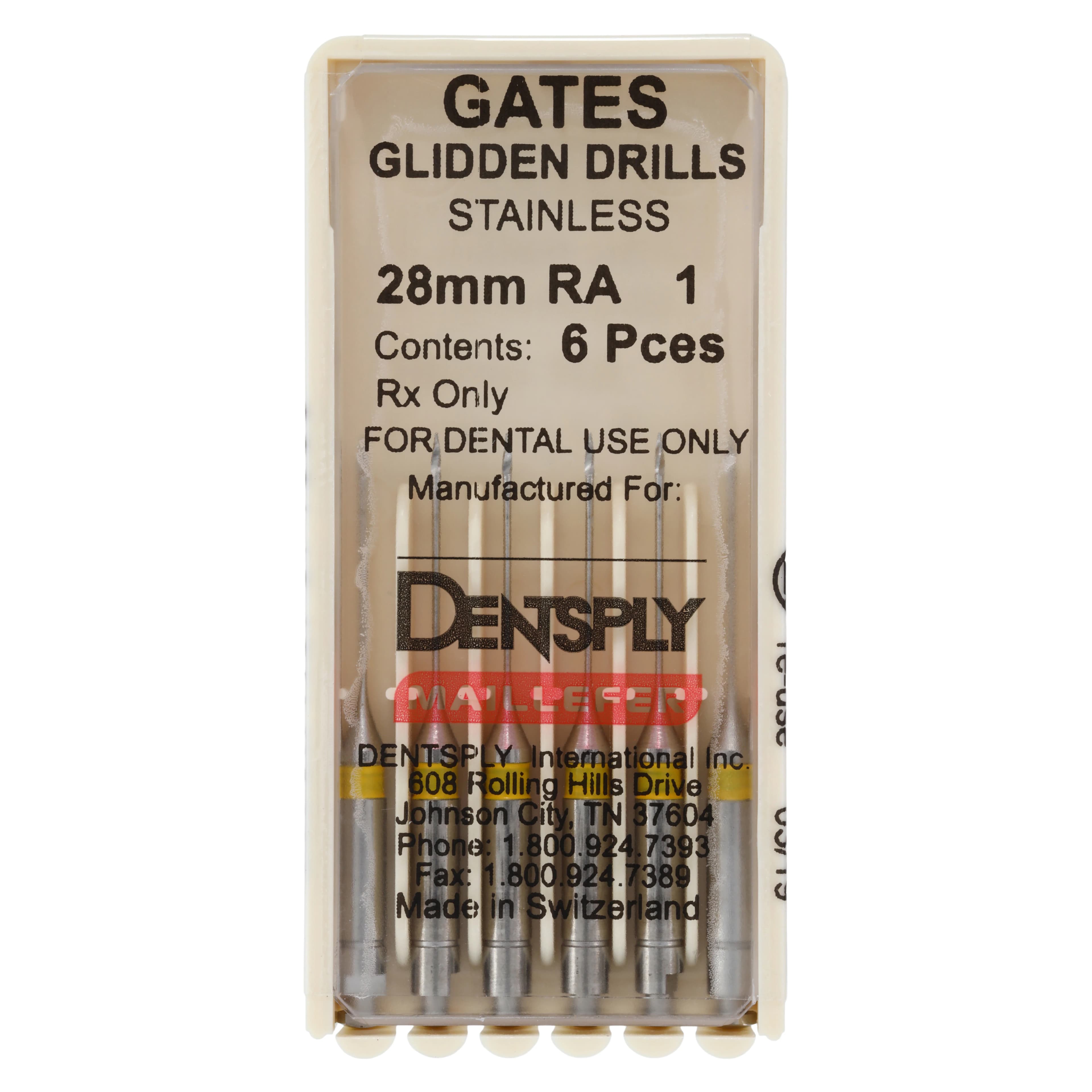 Dentsply Maillefer Gates Glidden Drills, RA, Size 1, 28 mm Short, 6/Pk, 671530 thumbnail 4