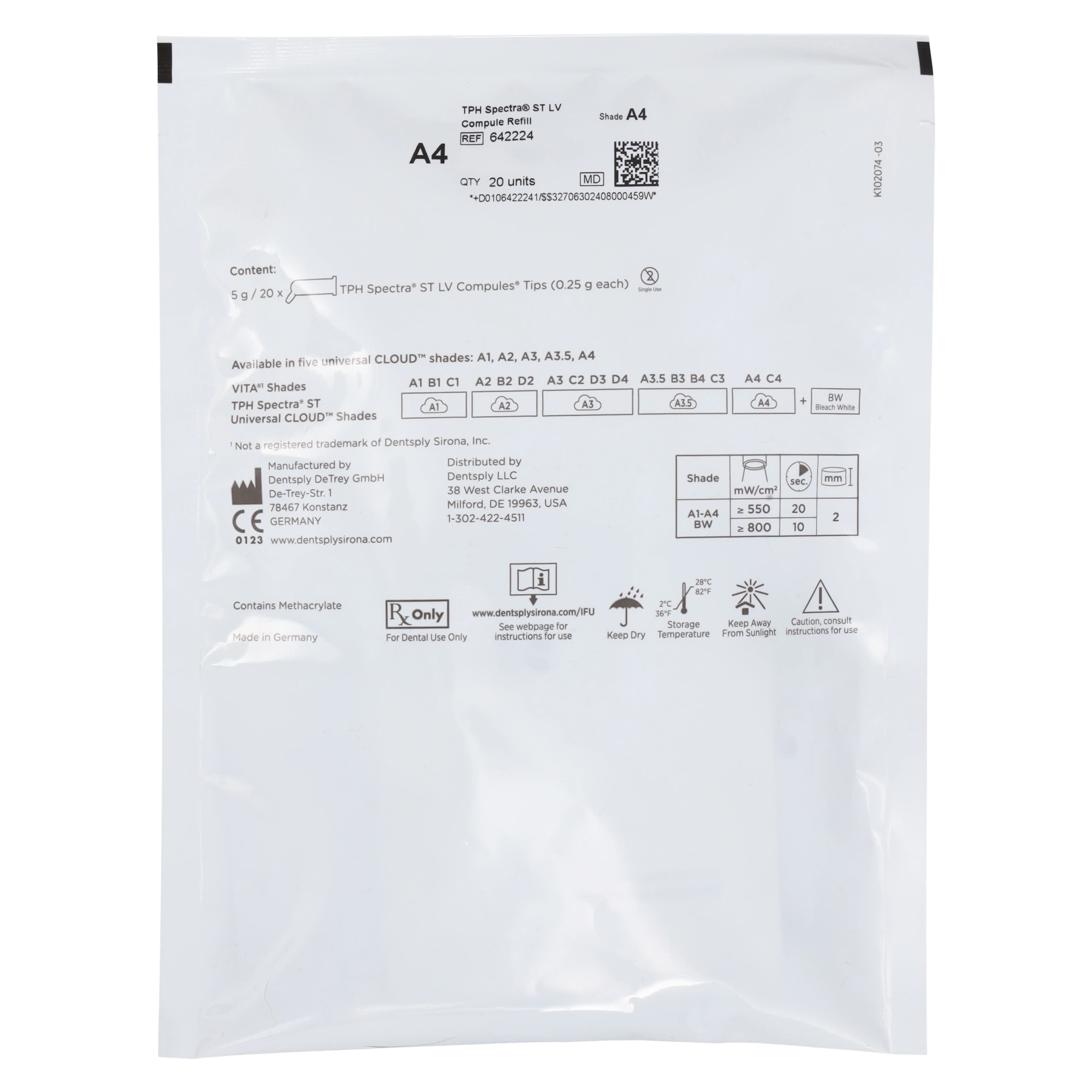 TPH Spectra ST Universal Composite, Low Viscosity, Compule Tips Refill, 0.25 g, Shade A4, 20/Pk, 642224 thumbnail 3