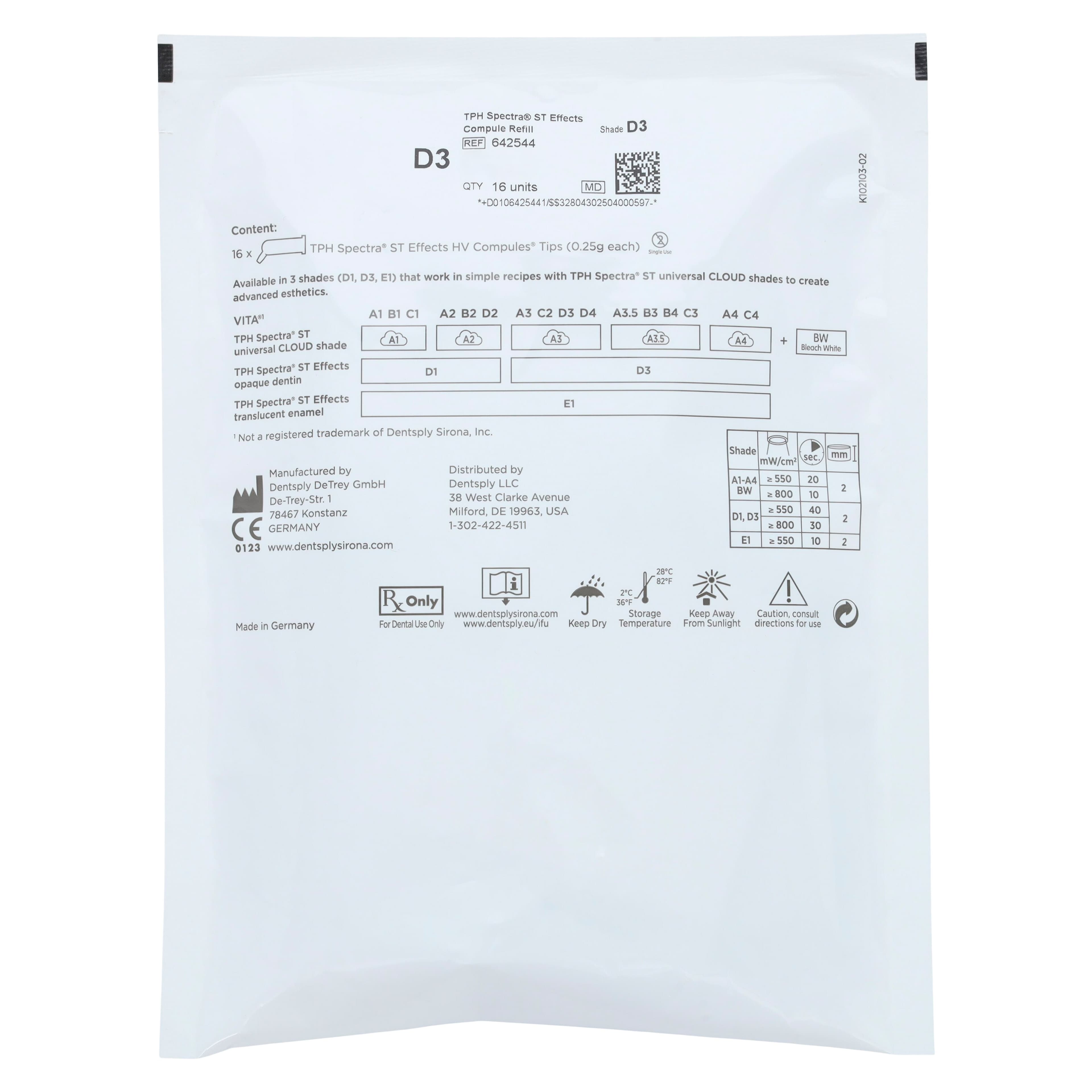 TPH Spectra ST Effects Composite Restorative, HV Compules Tips Refill, Shade D3, 0.25 g, 16/Box, 642544 thumbnail 2