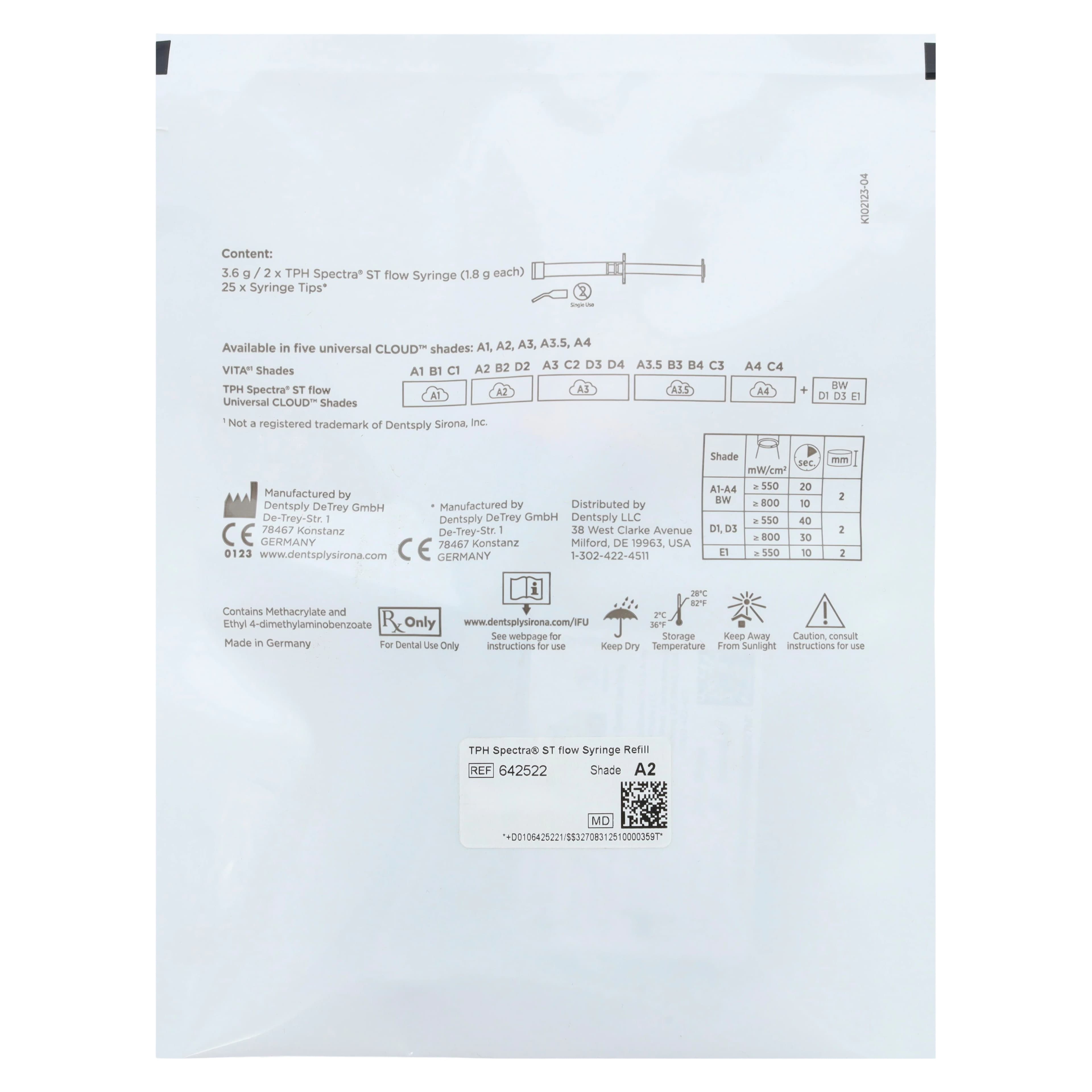 TPH Spectra ST Flow Flowable Composite Restorative Syringe Refill, Shade A2, 1.8 g, 2 Syringes & 25 Tips, 642522 thumbnail 2