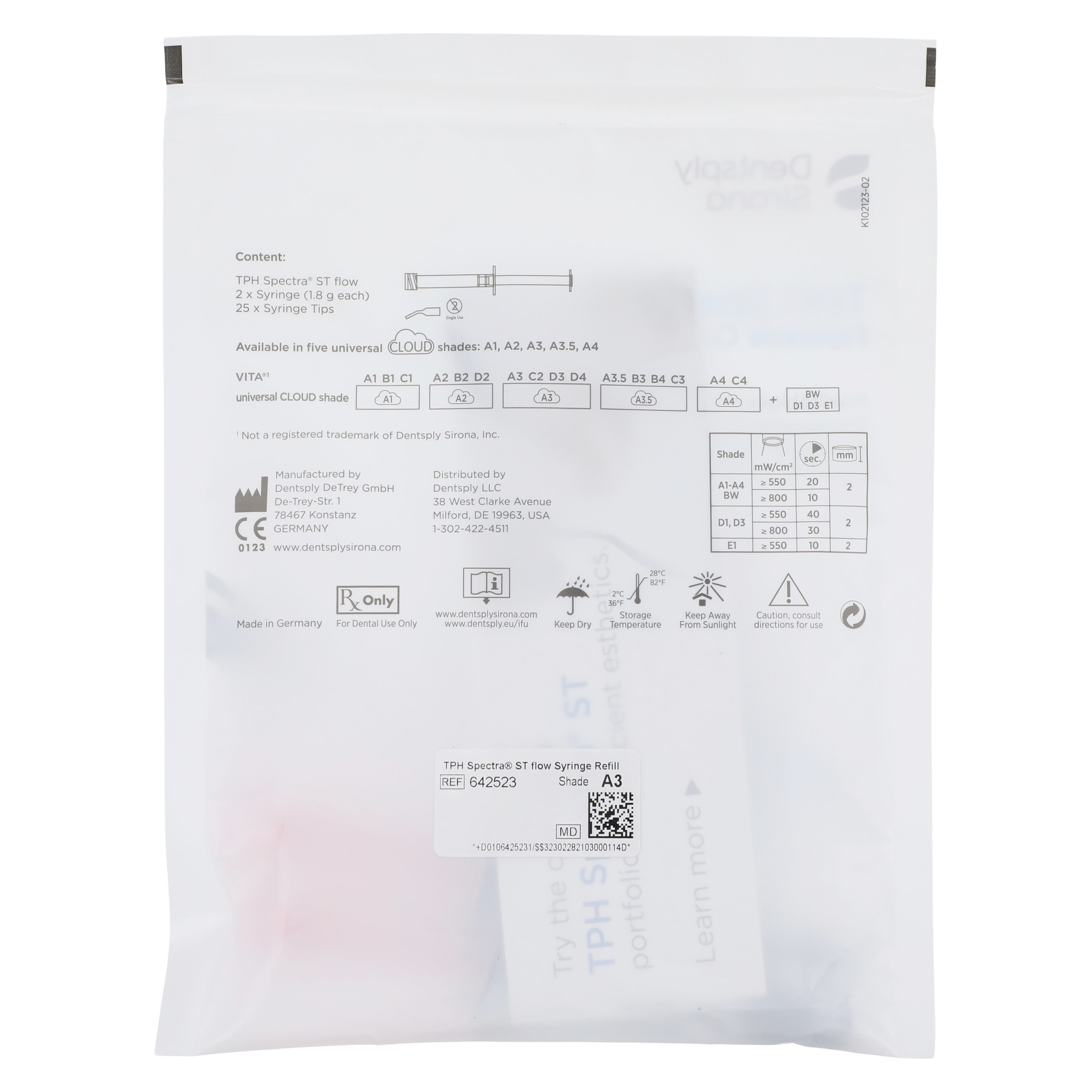 TPH Spectra ST Flow Flowable Composite Restorative Syringe Refill, Shade A3, 1.8 g, 2 Syringes & 25 Tips, 642523 thumbnail 3