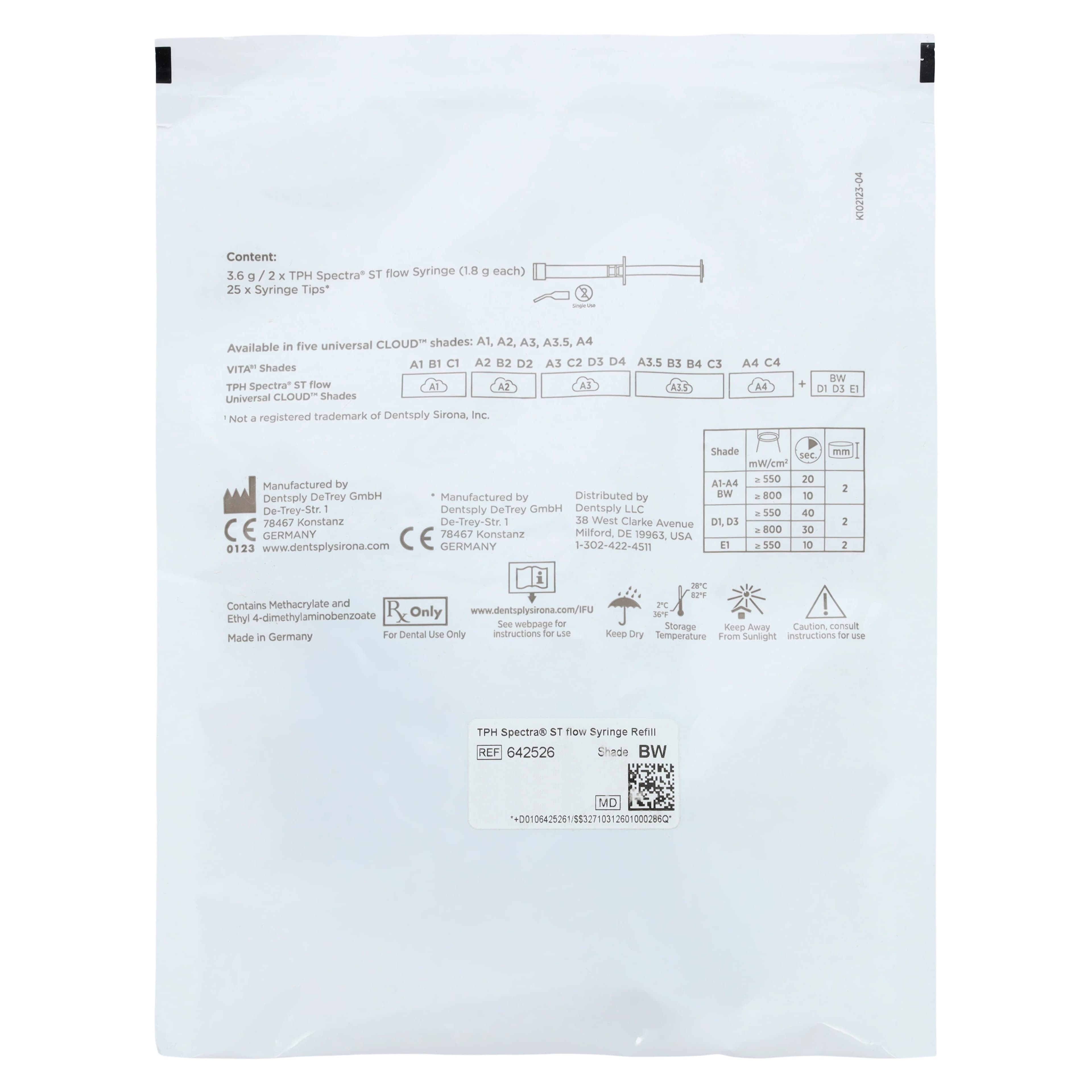 TPH Spectra ST Flow Flowable Composite Restorative Syringe Refill, Shade BW (Bleach White), 1.8 g, 2 Syringes/Box, 25 Tips, 642526 thumbnail 2