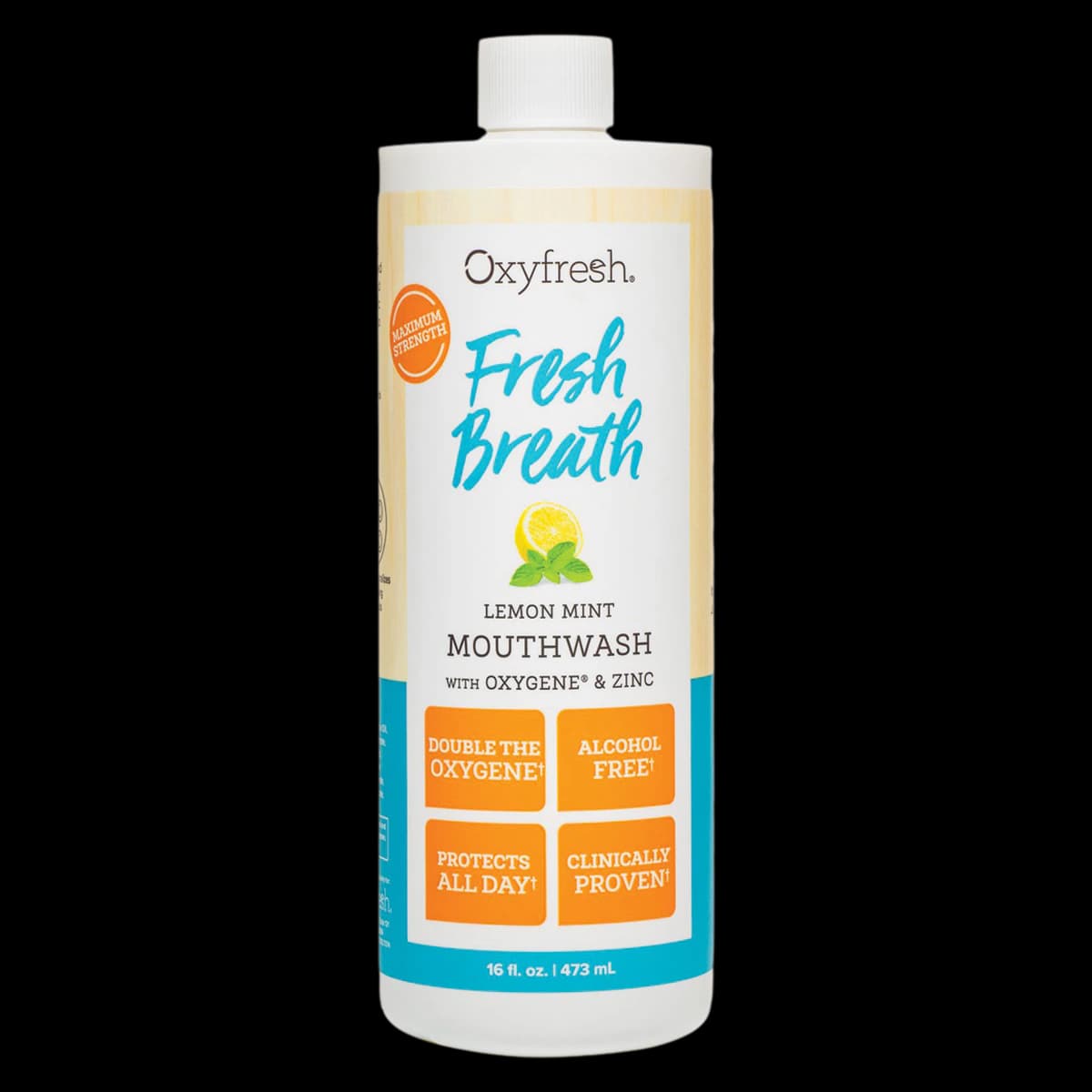 Oxyfresh Fresh Breath Lemon Mint Mouthwash, 16 oz Bottle, Fluoride Free, Alcohol Free - Oxyfresh Breath Mouthwash - Image 1