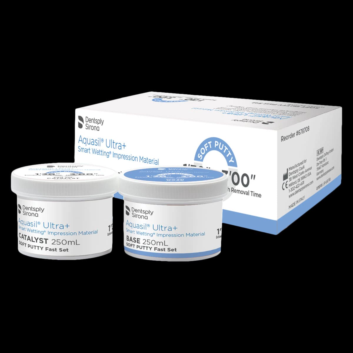 Aquasil Ultra+ Soft Putty Fast Set VPS Impression Material, 2 x 250 mL (Base & Catalyst), 678708 - Aquasil® Ultra+ Soft Putty Fast Set 250ml - Image 1