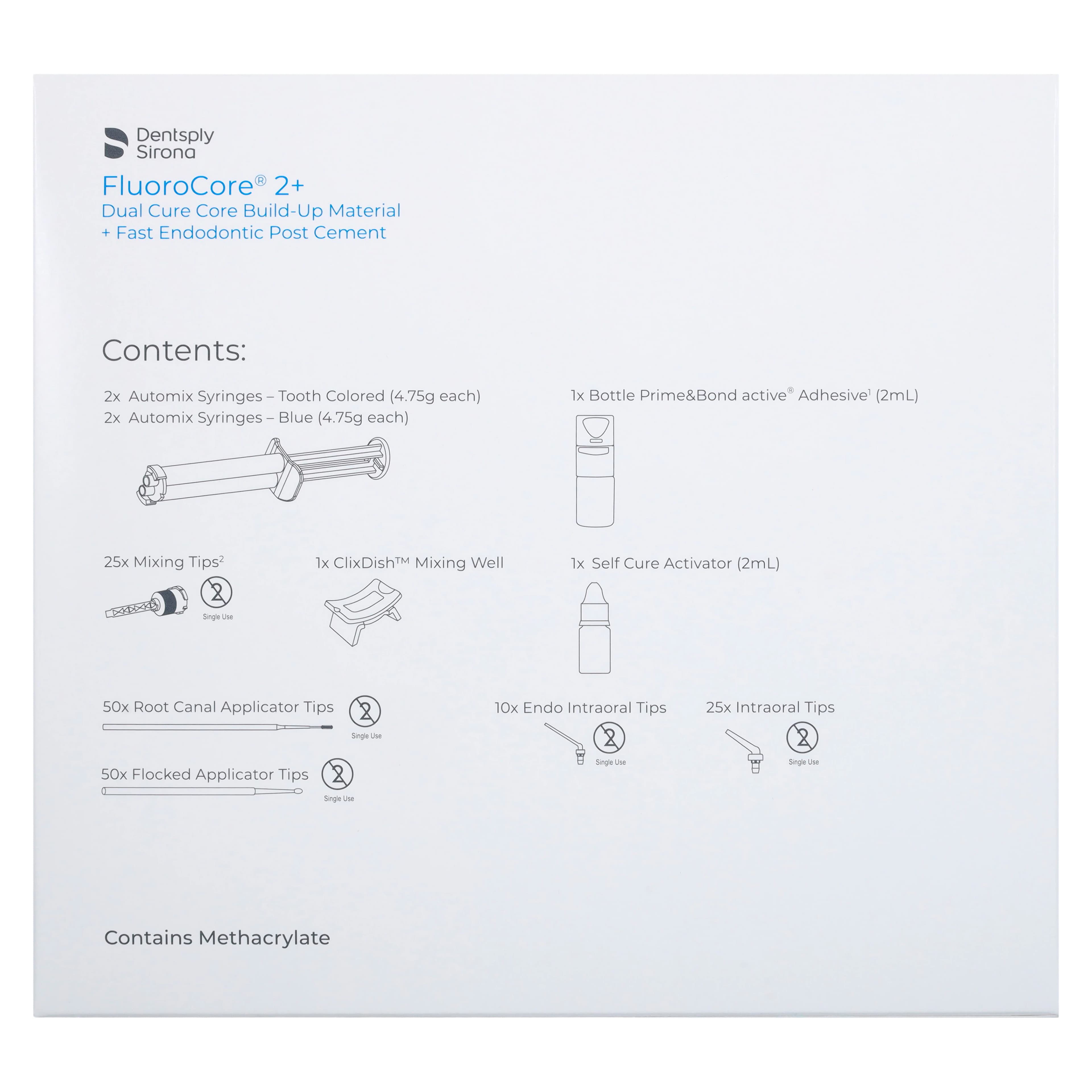 FluoroCore 2+ Dual Cure Core Build-Up Intro Kit with Prime&Bond Elect Adhesive, 4 Syringes (2 Tooth-Colored, 2 Blue), 612600 thumbnail 7