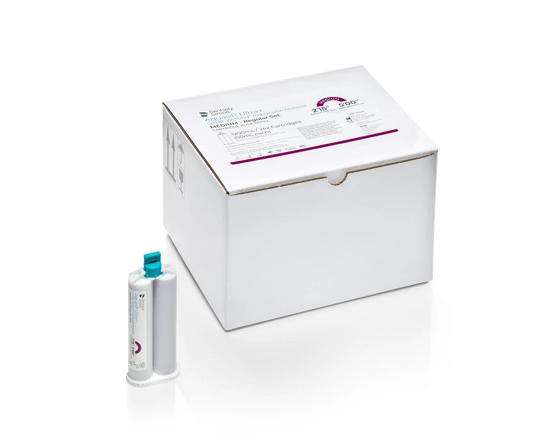 Aquasil Ultra+ Smart Wetting VPS Impression Material, Medium Body, Regular Set, 50 ml Cartridge, Mint, Purple, 24/Pk, 678602 - Aquasil Ultra+ VPS Impression Material, Cartridge Refill Pack, Medium Body, Regular Set, 50 ml, Mint, Purple, 24/Pk - Image 1