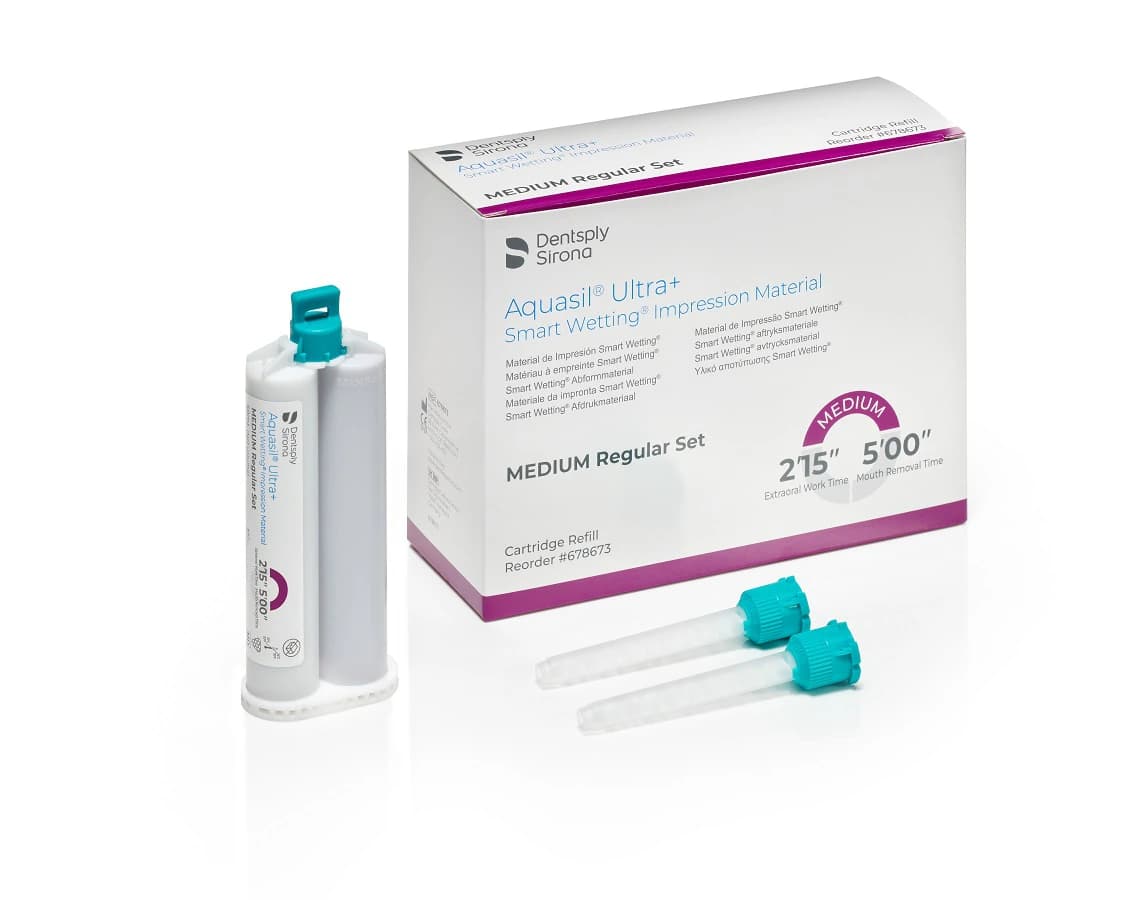 Aquasil Ultra+ Smart Wetting VPS Impression Material, Medium Body, Regular Set, Cartridge Refill, 50 ml, Purple, Mint, 4/Pk, 678673 thumbnail 2
