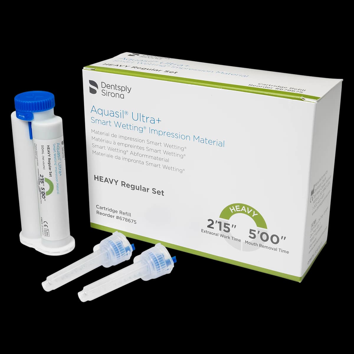 Aquasil Ultra+ Smart Wetting VPS Impression Material, Heavy Body, Regular Set, Light Green, Mint, 50 mL Cartridge Refill, 4/Pk, 678675 - Aquasil Ultra+ VPS Impression Material, Cartridge Refill Pack, Heavy Body, Regular Set, 50 ml, Mint, Light Green, 4/Pk, 678675 - Image 1