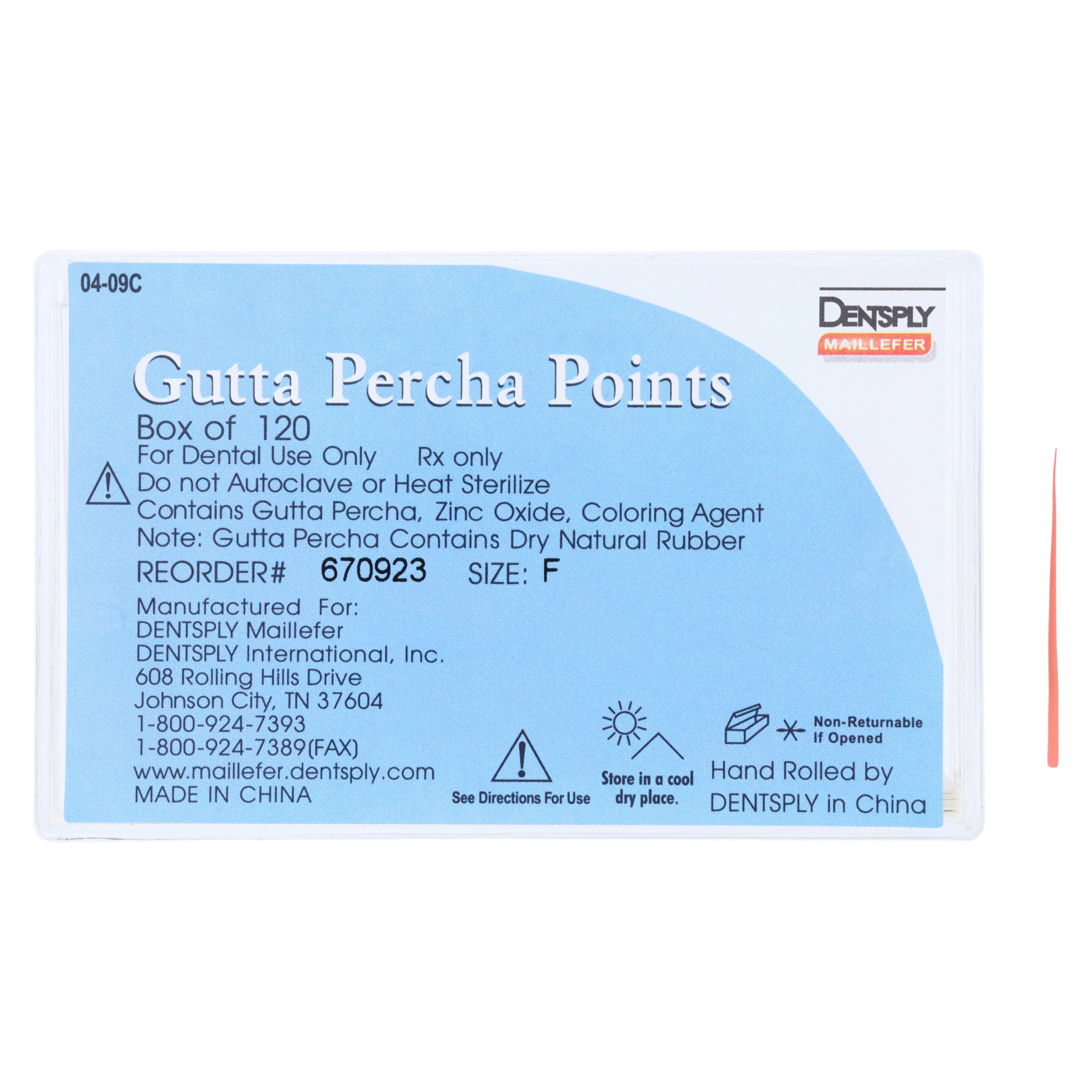 Dentsply Maillefer Gutta Percha Points, Fine, 0.02 Taper, 20mm, 120/Pk (6 Vials of 20), #670923 thumbnail 4