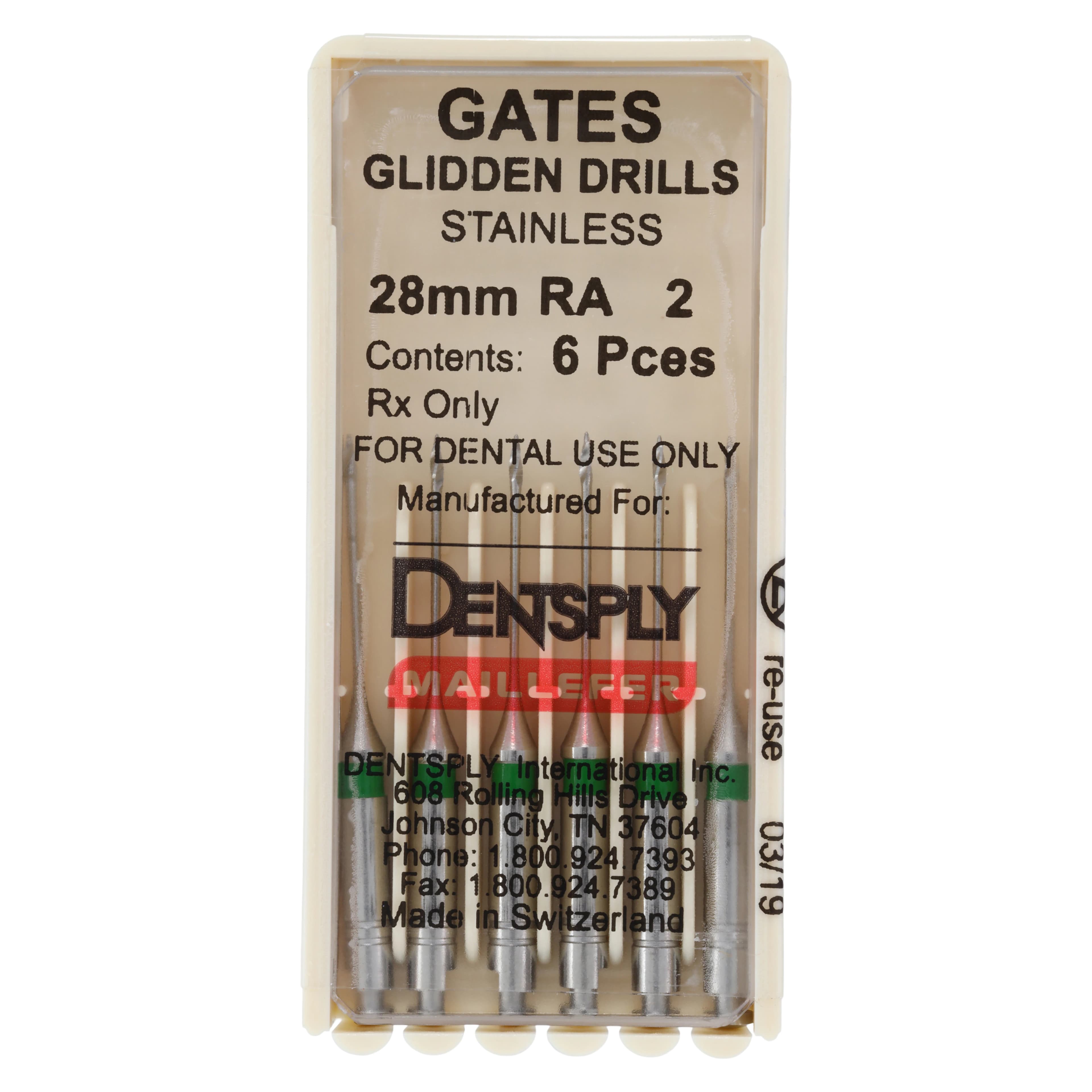 Dentsply Maillefer Gates Glidden Drills, RA, Size 2, Short 28 mm, 6/Pk, 671531 thumbnail 4