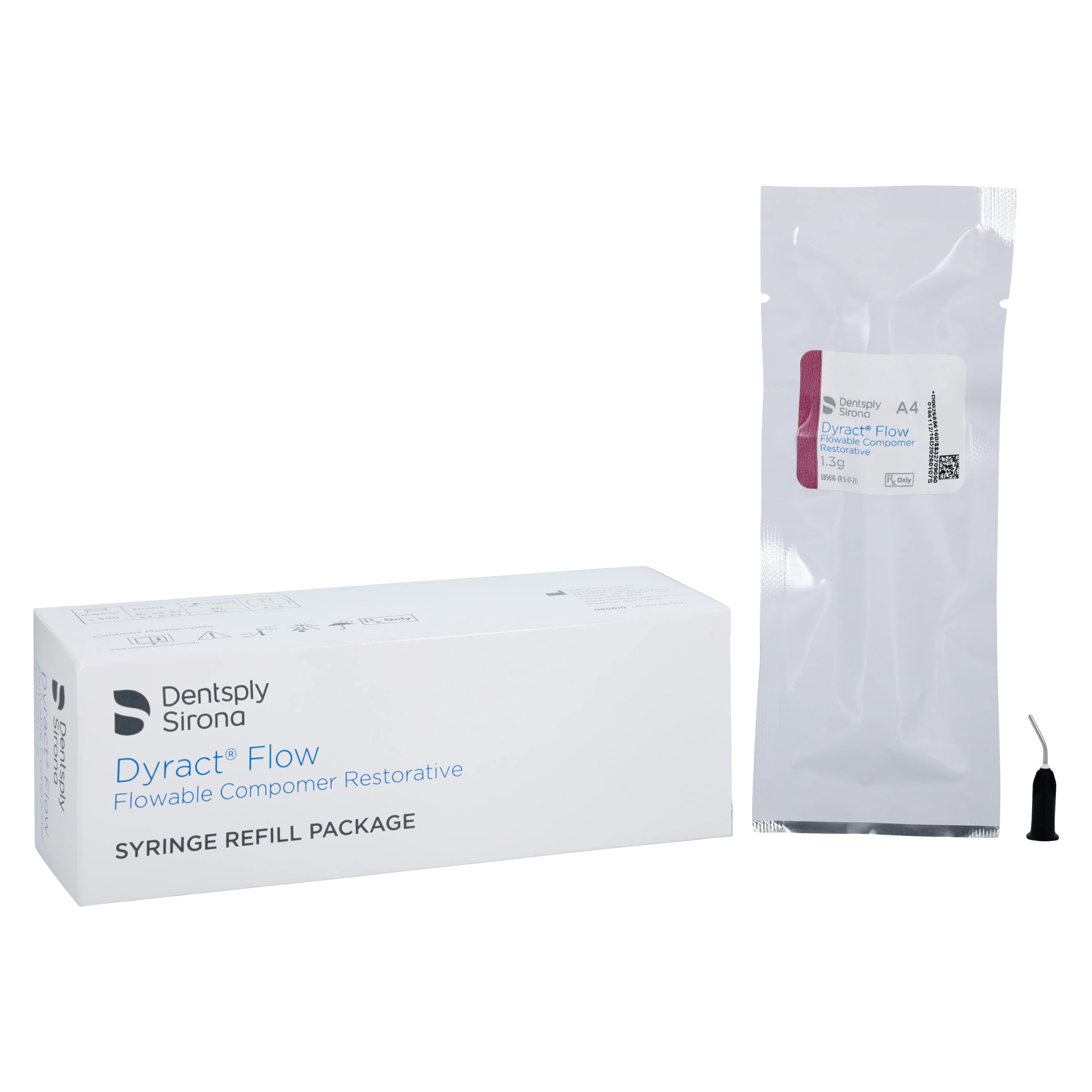 Dyract Flow Flowable Compomer Restorative Syringe Refill, Shade A4, 1.3 g, 25 Prebent Tips, 685616 - Dyract Flow Flowable Compomer Restorative Syringe Refill - Image 1