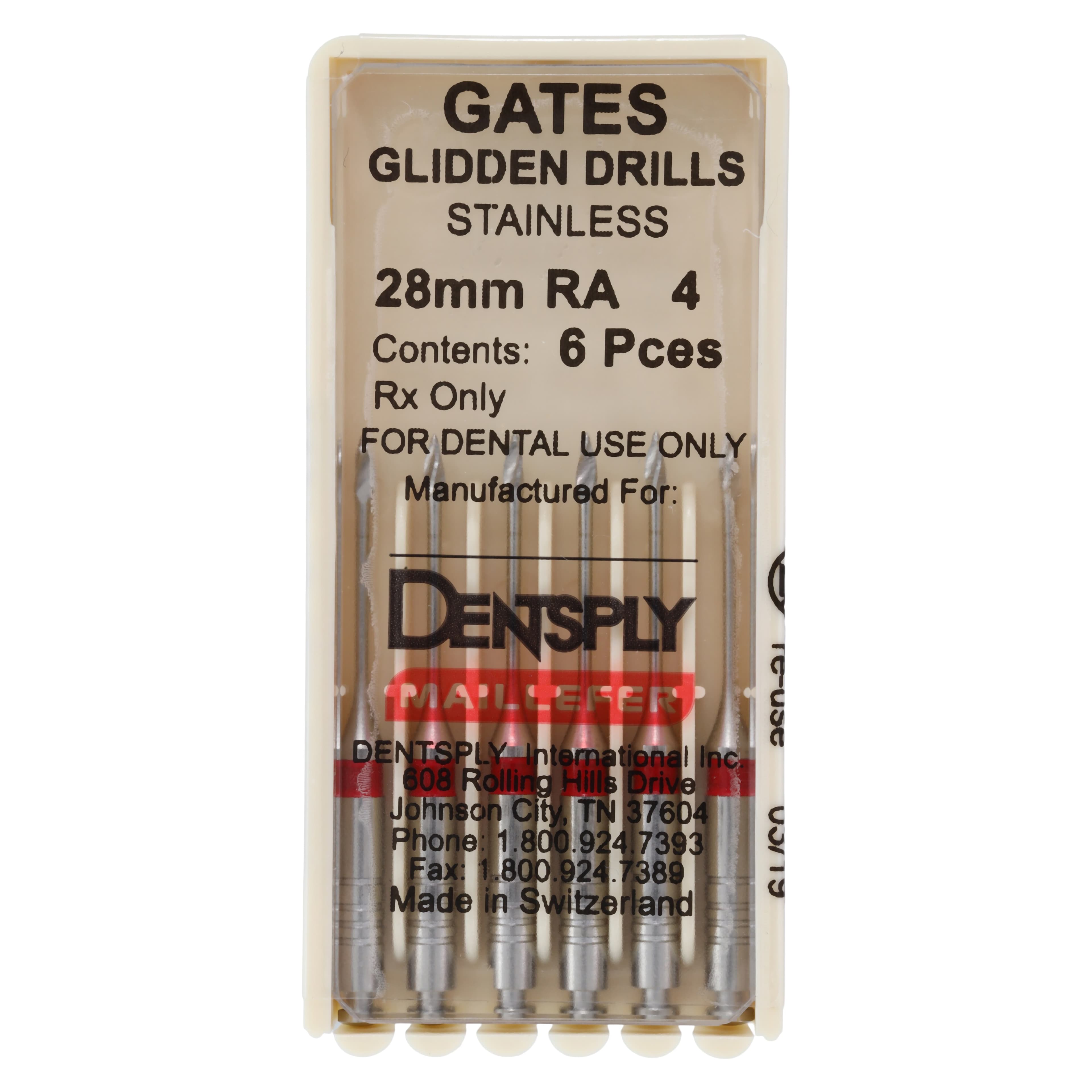 Dentsply Maillefer Gates Glidden Drills, RA, Size #4, 28 mm Short, 6/Pkg, 671533 thumbnail 5