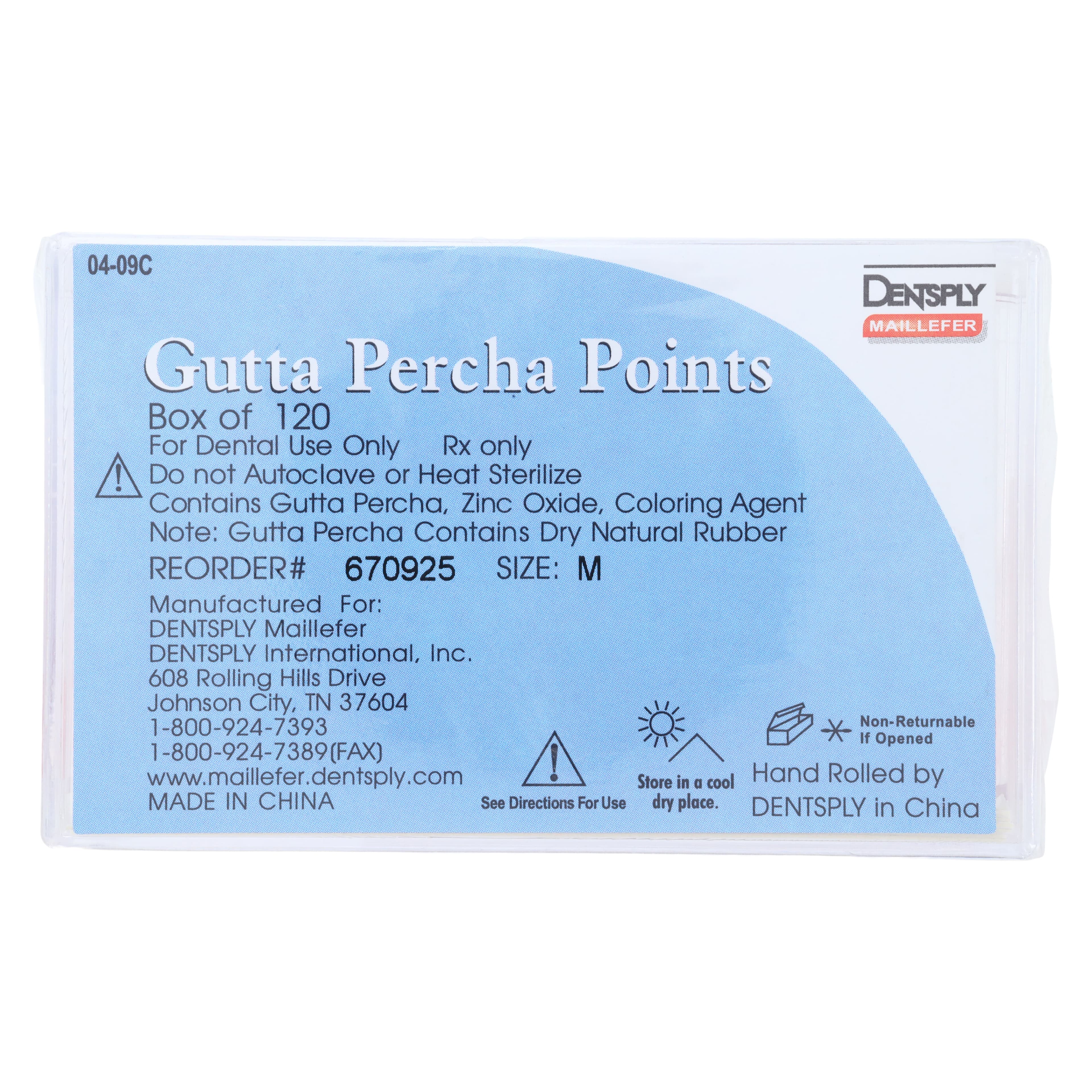 Dentsply Maillefer Gutta Percha Points, Medium, .02 Taper, 20mm, 120/Bx (6 Vials of 20), 670925 thumbnail 5