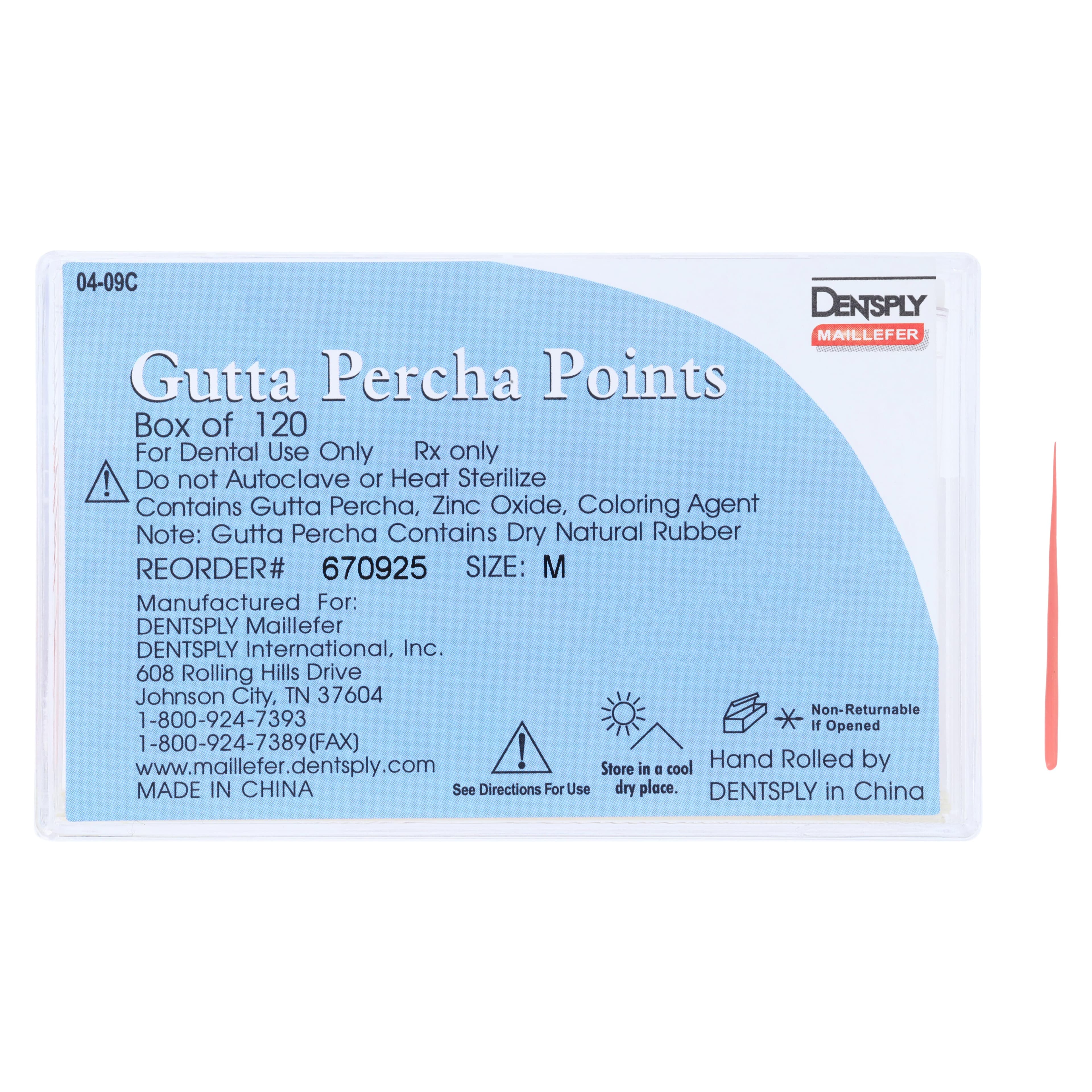 Dentsply Maillefer Gutta Percha Points, Medium, .02 Taper, 20mm, 120/Bx (6 Vials of 20), 670925 thumbnail 4