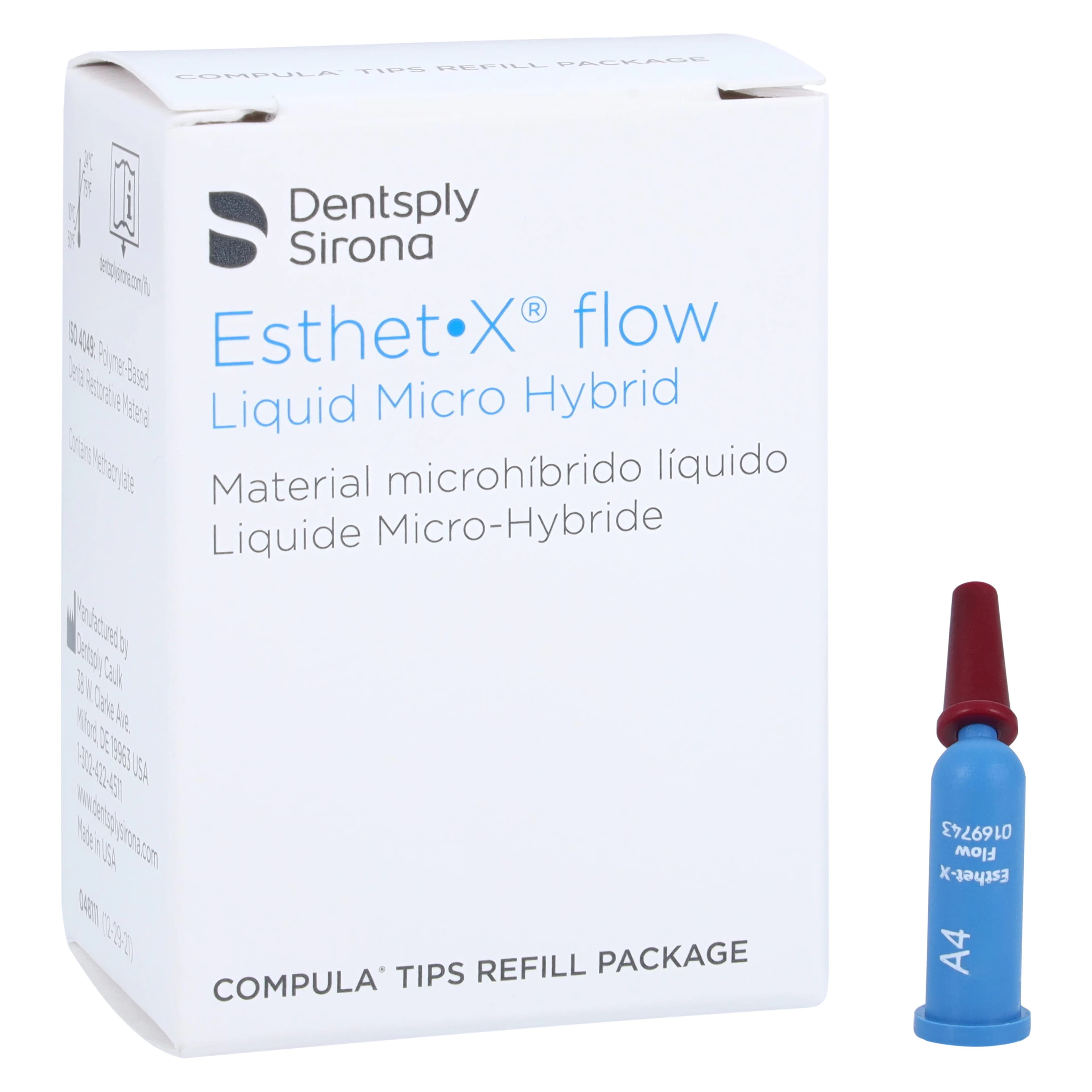 Esthet-X Flow Liquid Micro Hybrid Restorative, Shade A4, 0.25 g Compula Tips Refill, 20/Pk, 648113 - Esthet-X Flow Compula Tip Refill 20/Pk A4 - Image 1