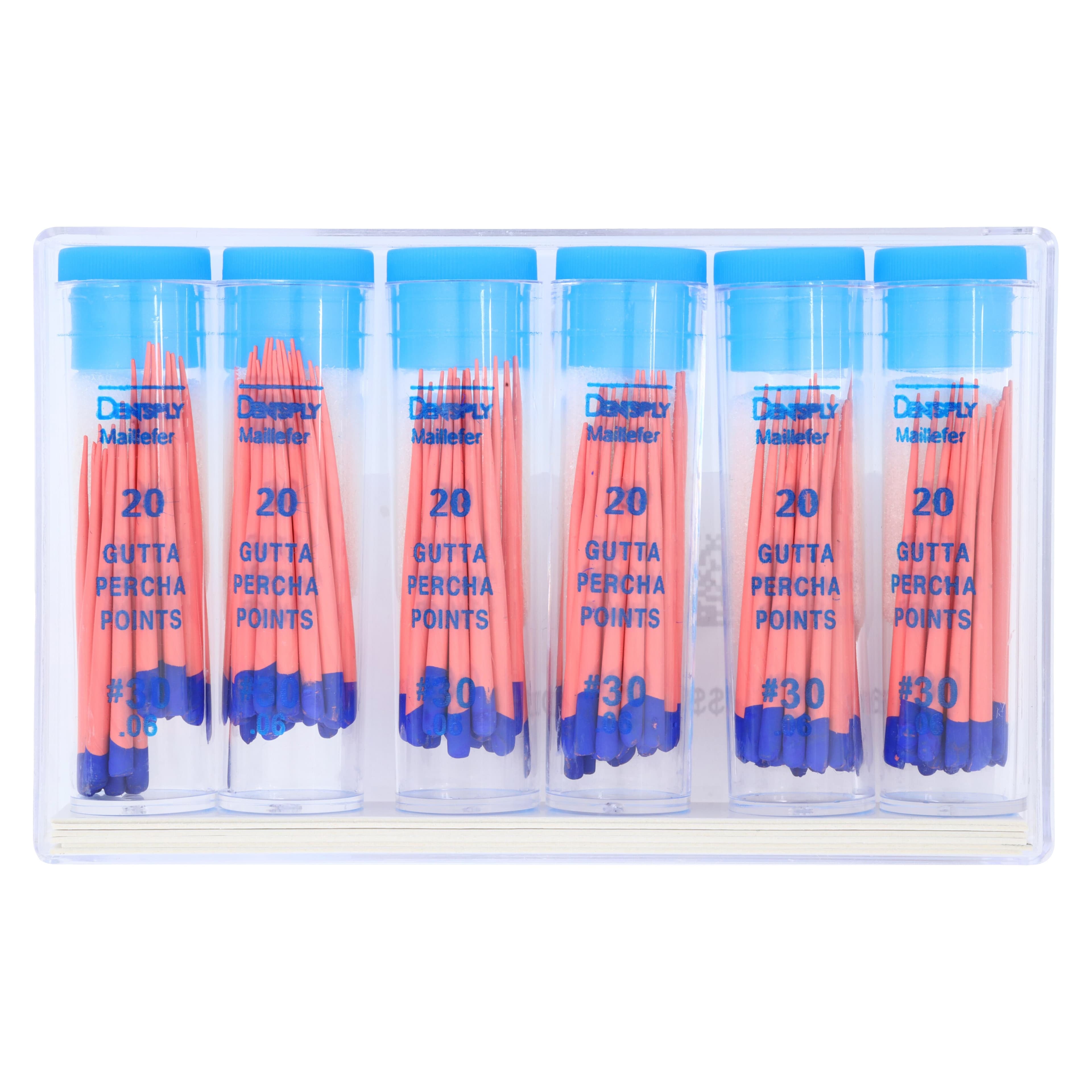 Dentsply Gutta Percha Tapered Points, Size -30, .06 Taper, Color Coded Blue, 120/Box (6 Vials x 20 Points) thumbnail 5